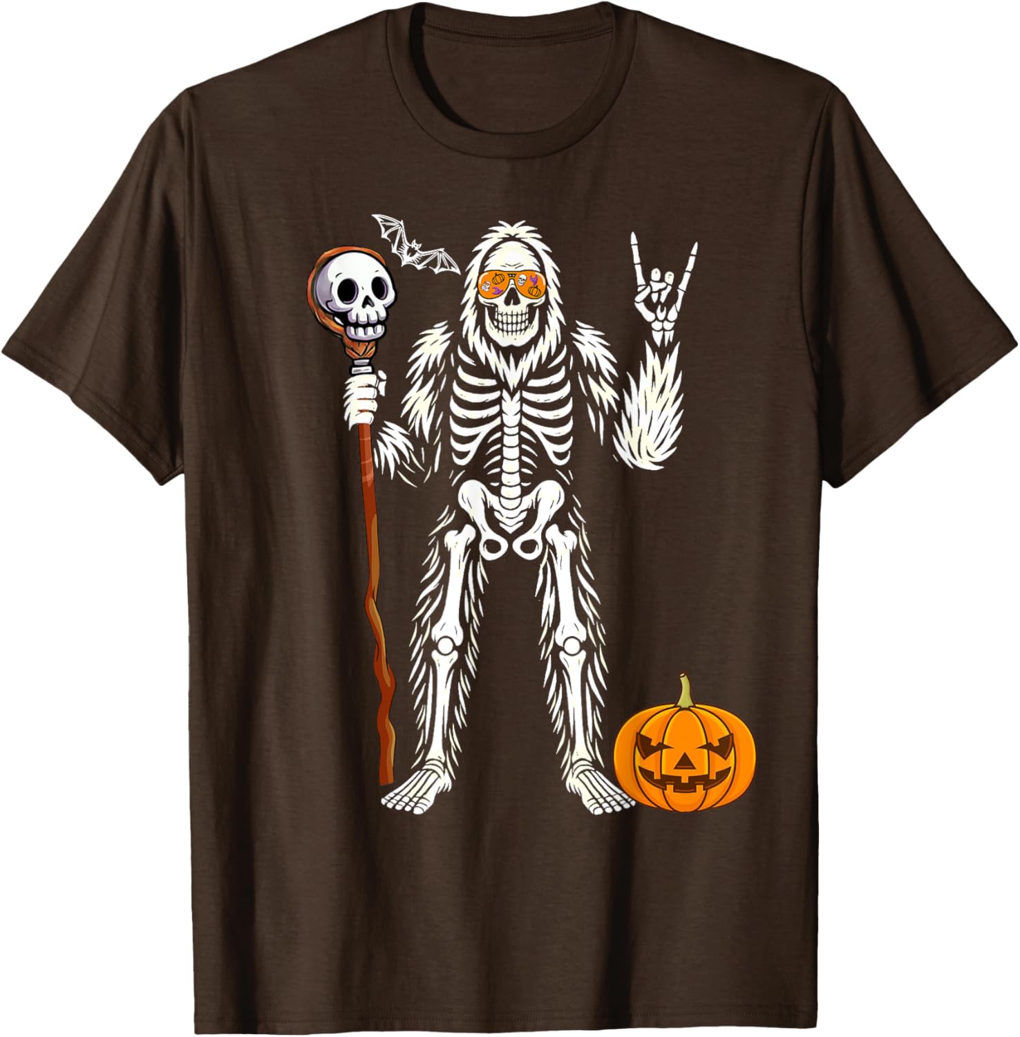 Halloween Skeleton Bigfoot Pumpkin Skull T-Shirt for Men and Boys - 14