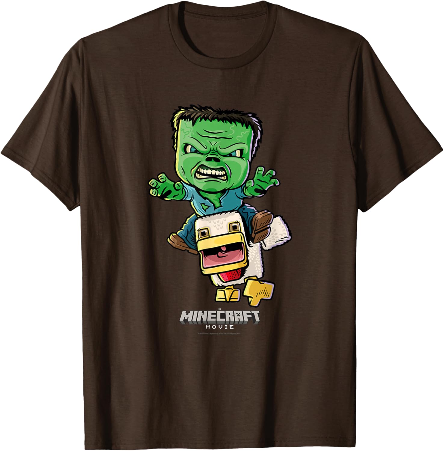 Minecraft Chicken Jockey Baby Zombie Animated T-Shirt for Kids and Fans - 5