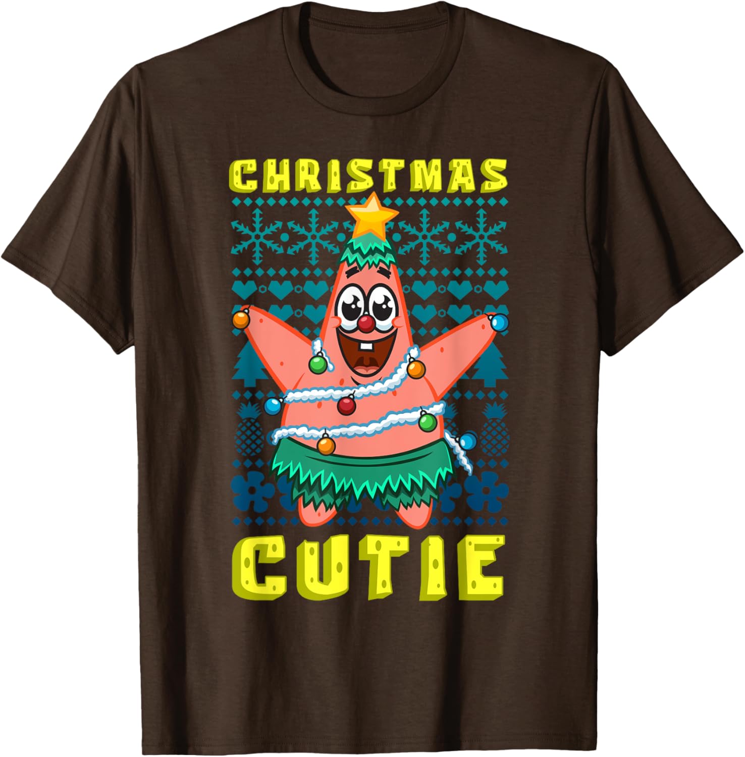 SpongeBob Patrick Star Christmas T-Shirt Cute Holiday Lights Design - 9