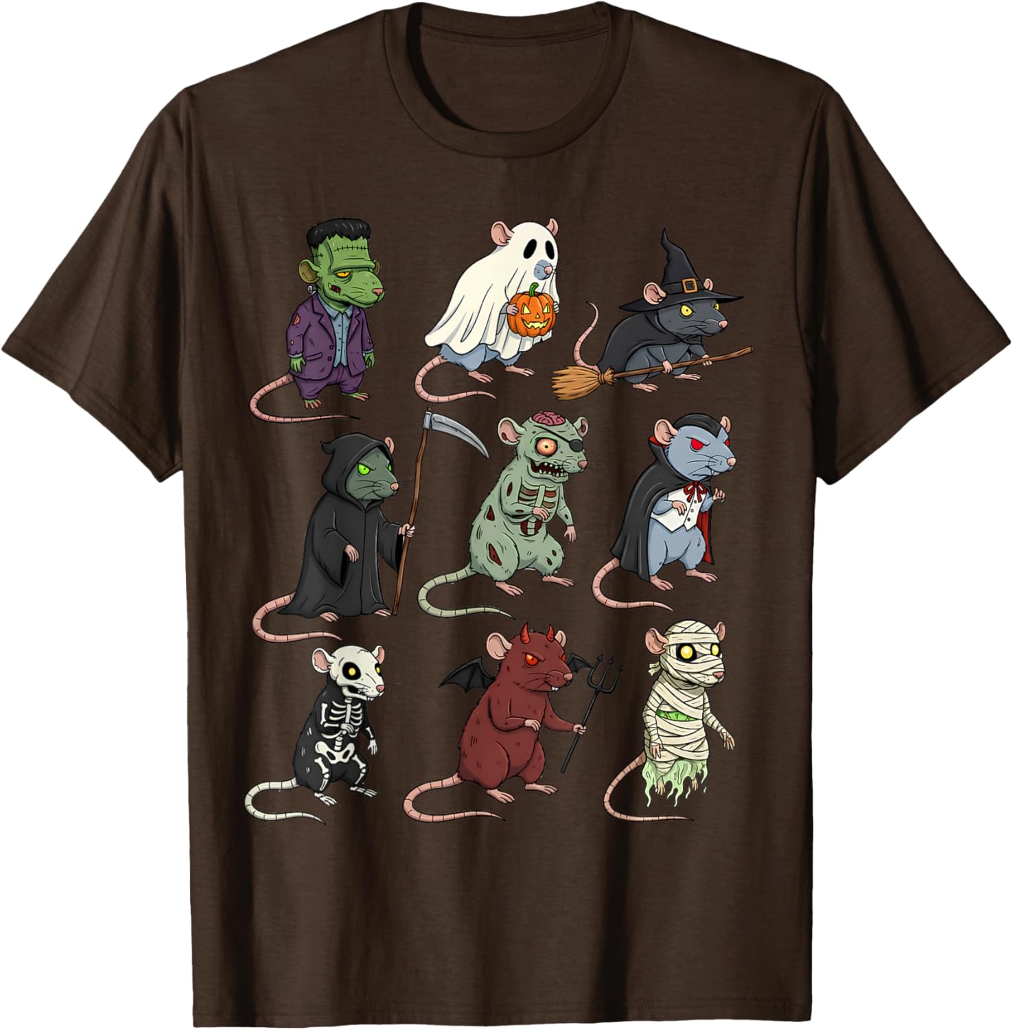 Spooky Witch Zombie Rat Halloween T-Shirt for Boys and Girls - 28