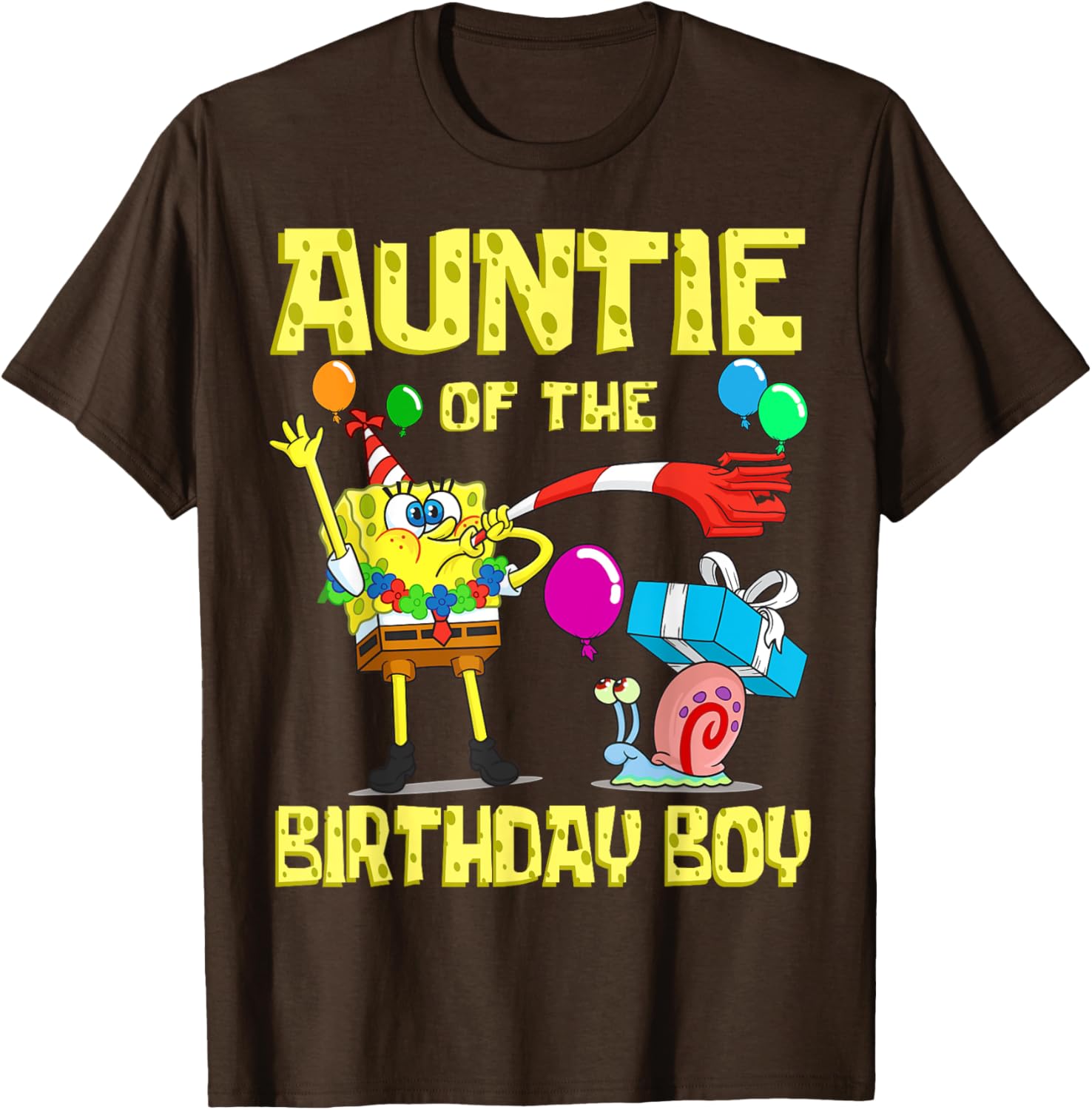 Mademark SpongeBob Birthday Boy Auntie Theme T-Shirt Fun Party Apparel - 2