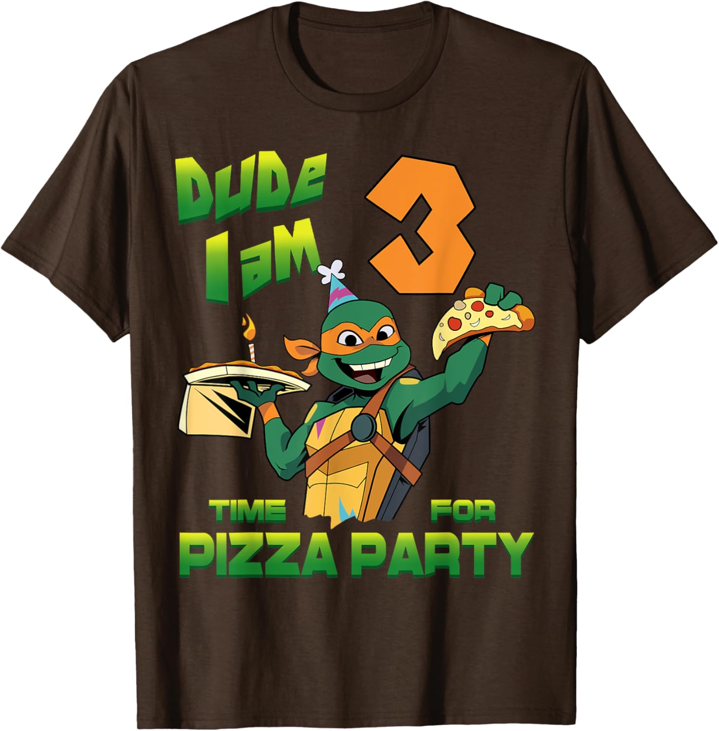 Mademark Teenage Mutant Ninja Turtles Mikey 3rd Birthday Pizza T-Shirt - 16