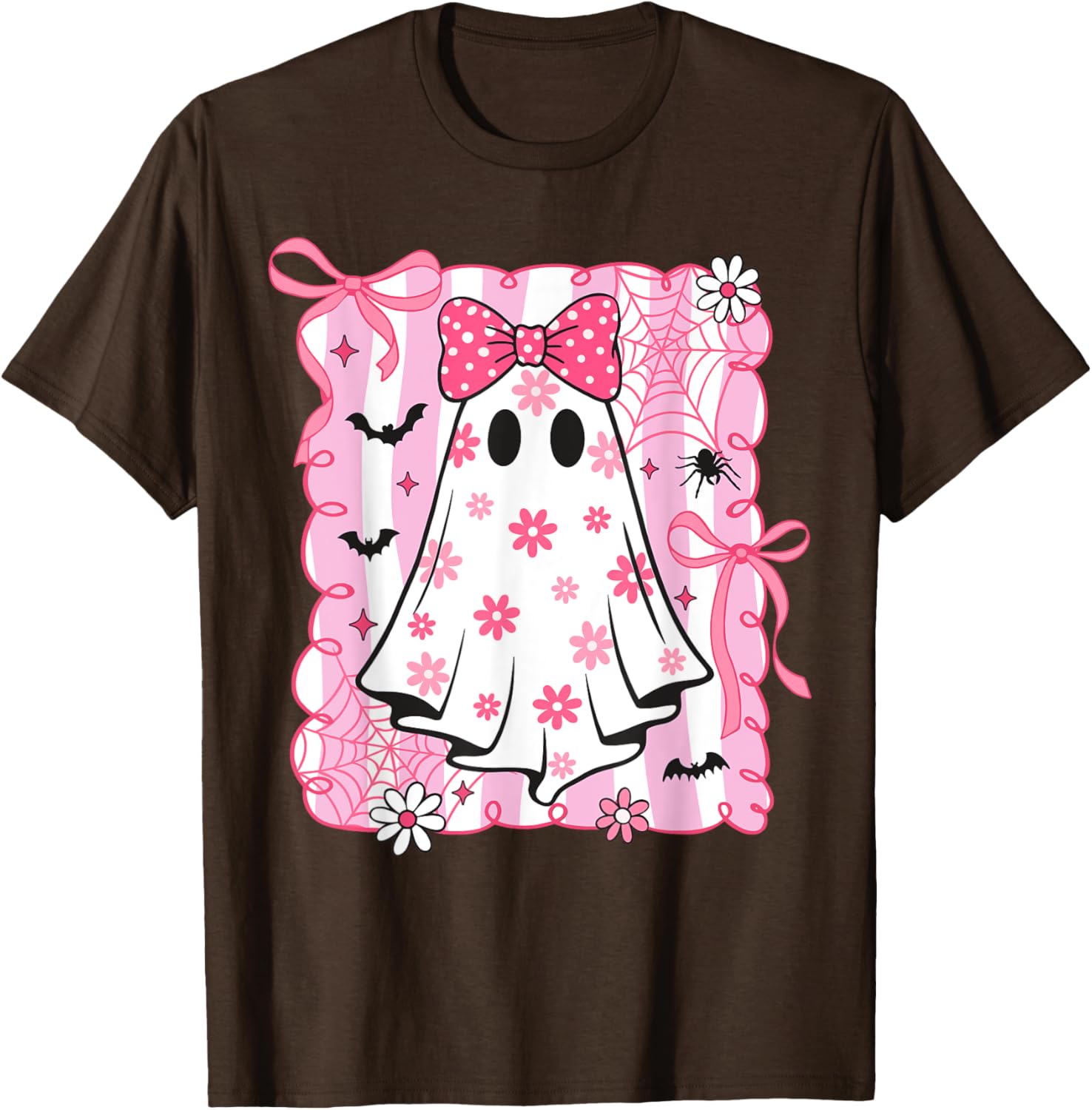Spooky Vibes Pink Ghost T-Shirt for Women and Kids - Perfect Halloween Style - 24