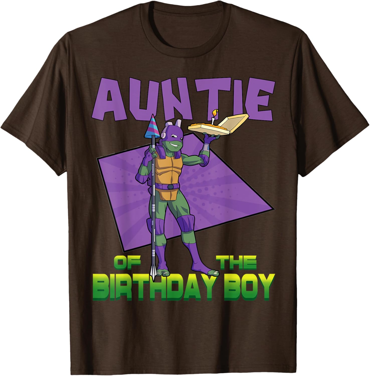 Mademark TMNT Donnie Auntie Birthday Pizza Party T-Shirt for Kids - 6