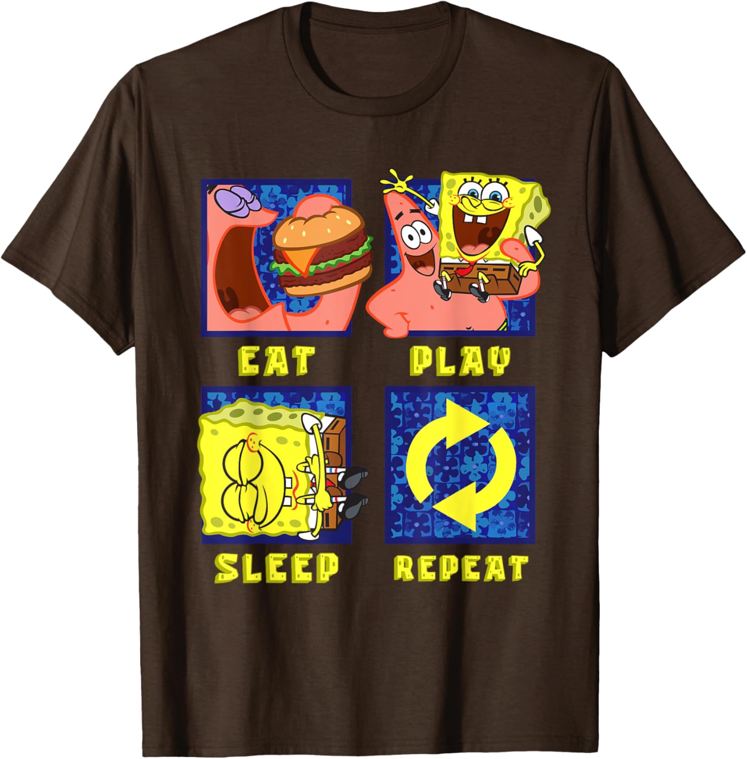 Mademark SpongeBob Eat Play Sleep Repeat Funny T-Shirt for Patrick Fans - 3