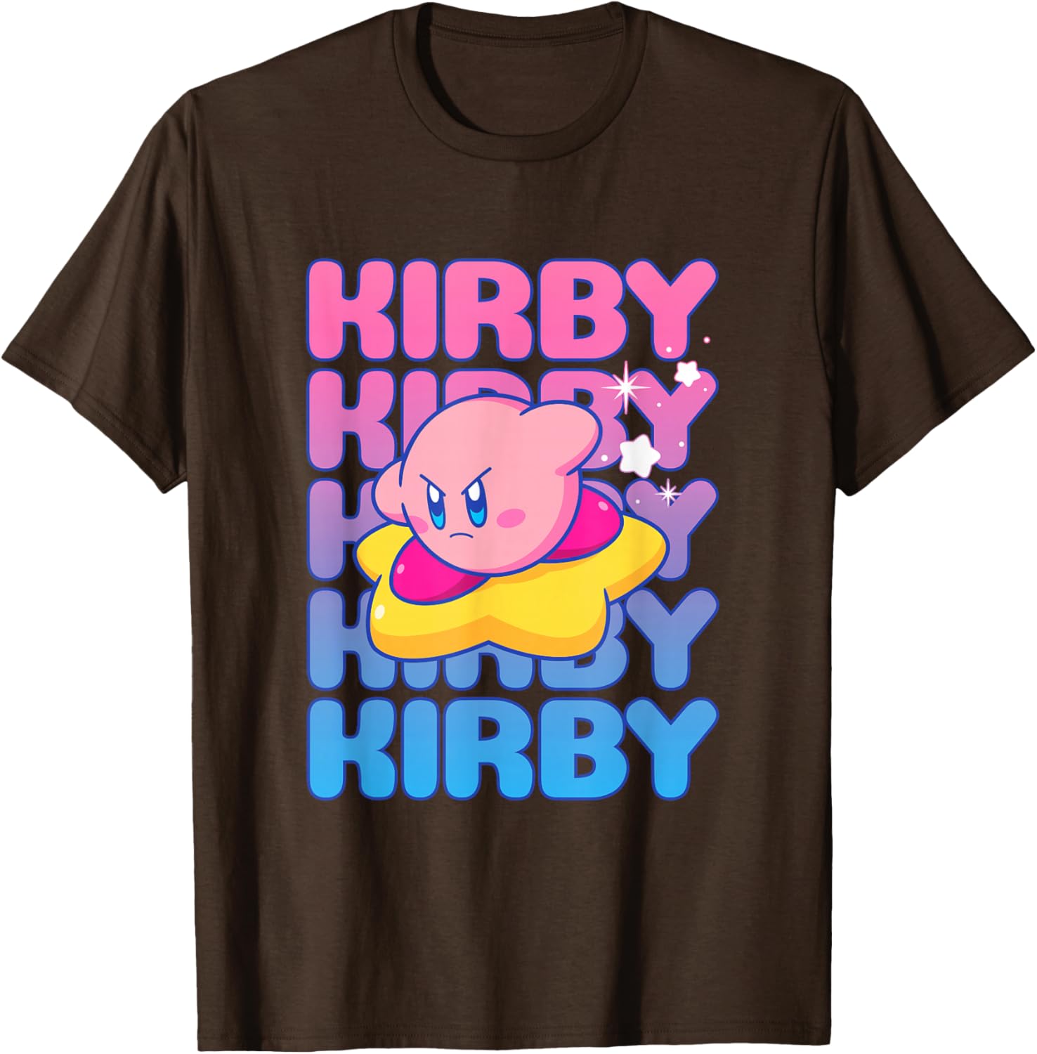 Kirby Nintendo Big Bubble Text Stack T-Shirt for Gamers and Fans - 2