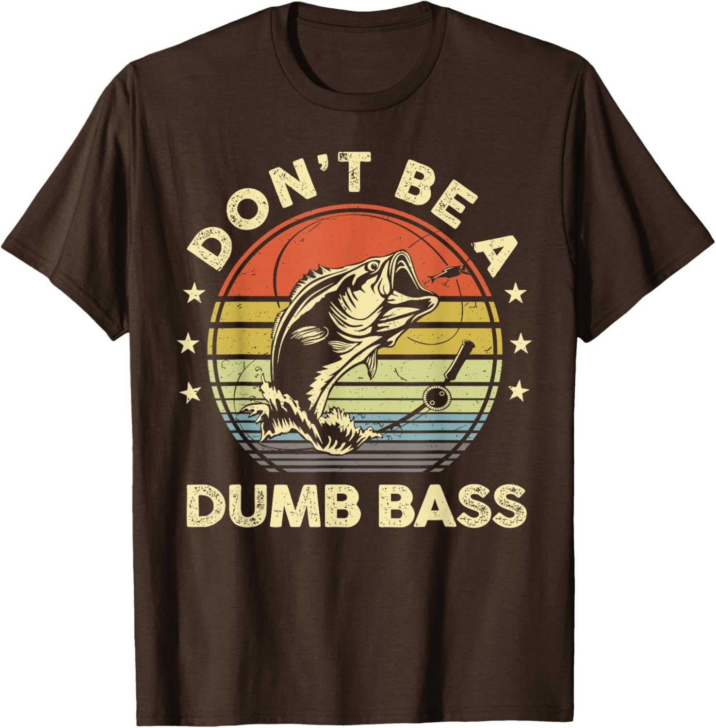 Funny Fishing Dad T-Shirt Don't Be Dumb Bass Fish Graphic Tee - 12