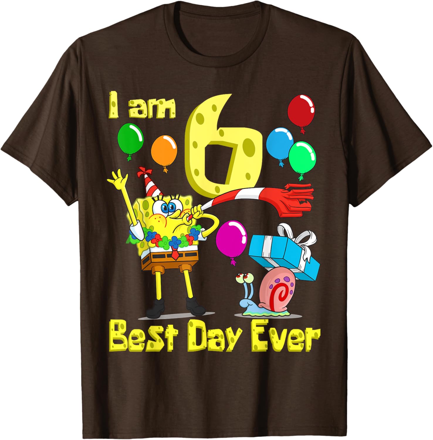 SpongeBob SquarePants Birthday T-Shirt for 6 Year Olds Fun Party Wear - 5