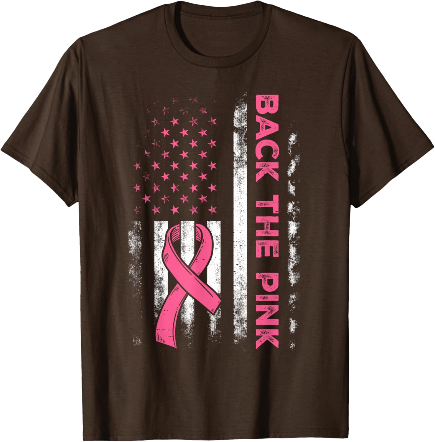 Back The Pink US Flag Breast Cancer Awareness T-Shirt for All Ages - 5