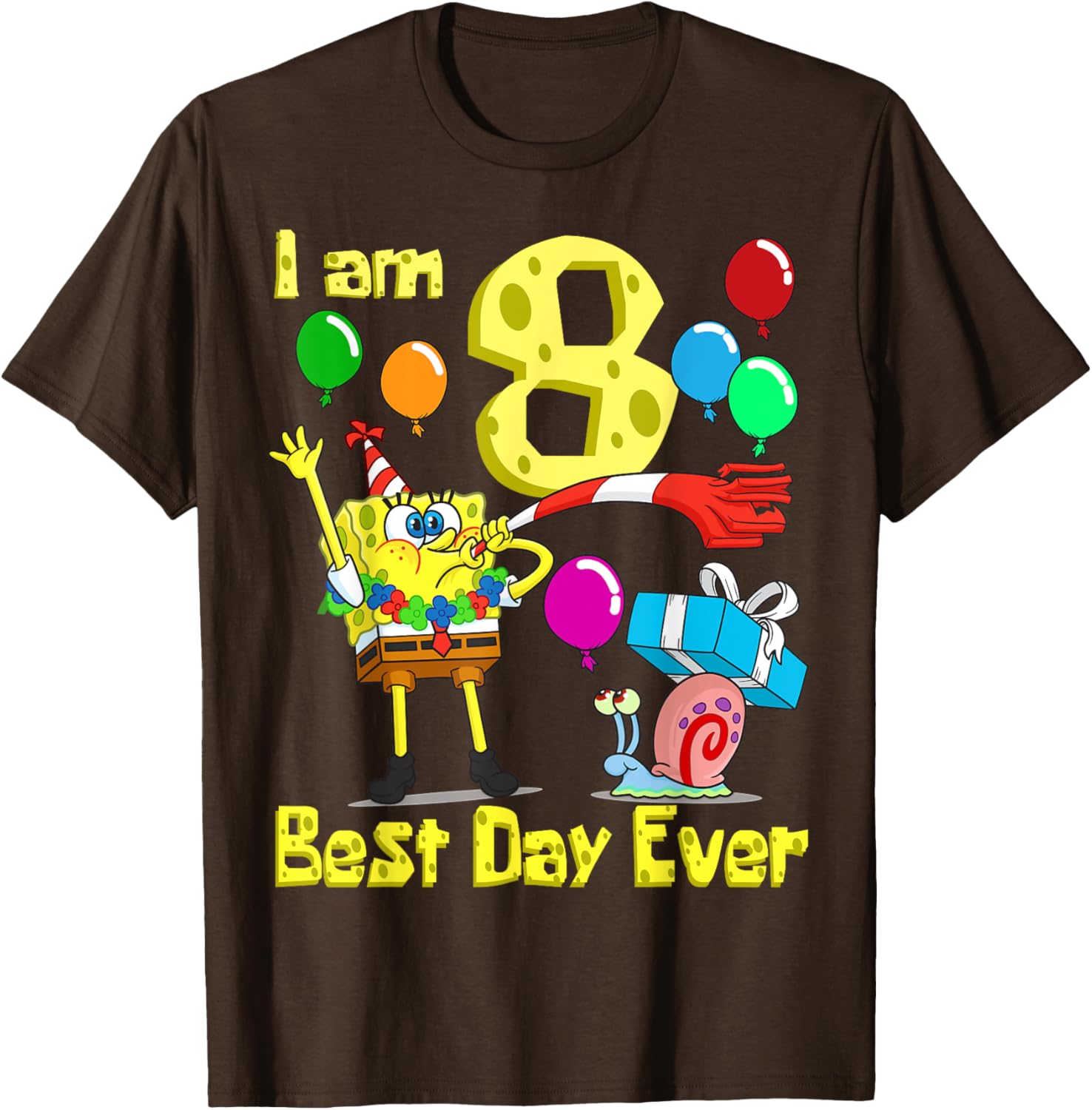 Mademark SpongeBob I Am 8 Years Old Birthday Party T-Shirt for Kids - 2