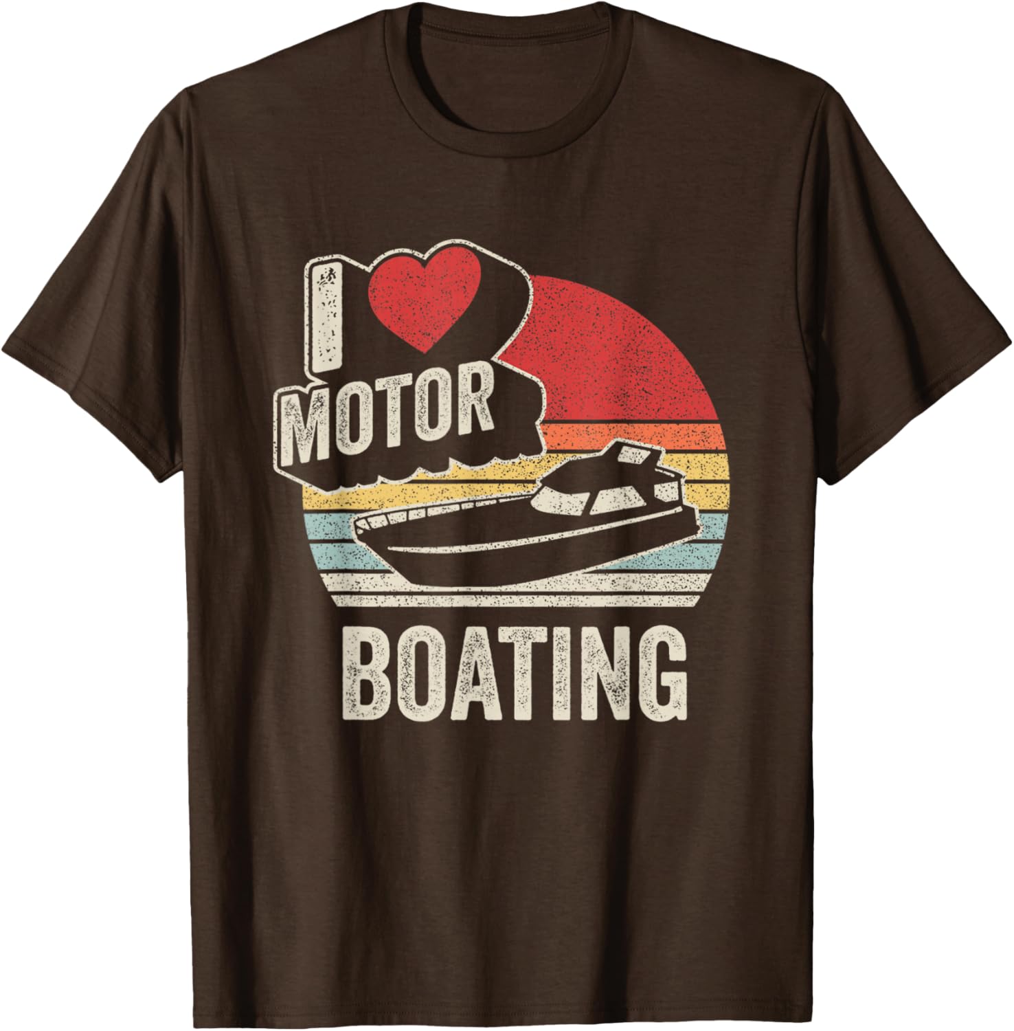 Vintage Retro I Love Motor Boating Funny T-Shirt for Boaters and Enthusiasts - 1