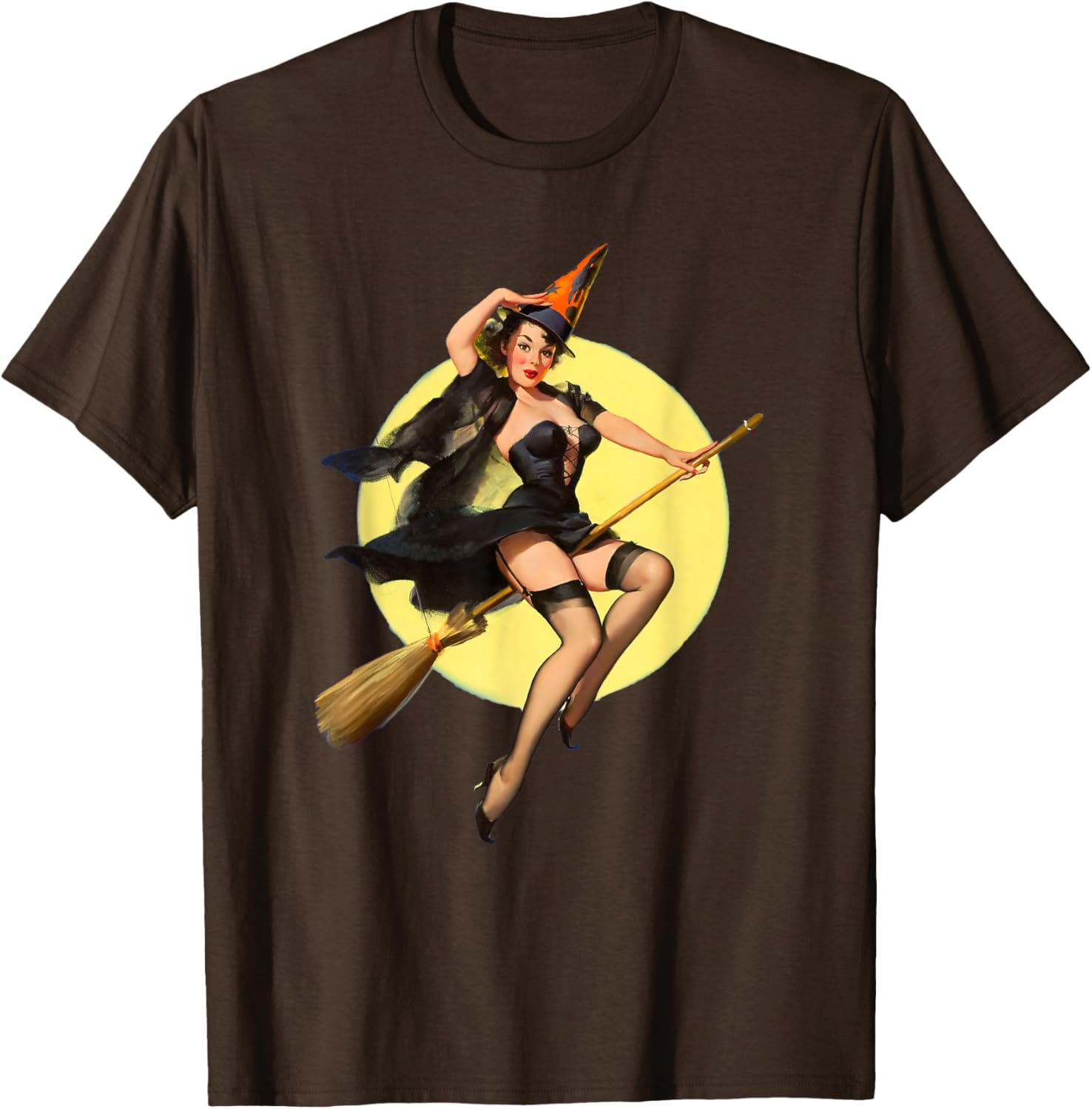 Vintage Pin Up Witch Halloween T-Shirt for Fun Spooky Style - 14