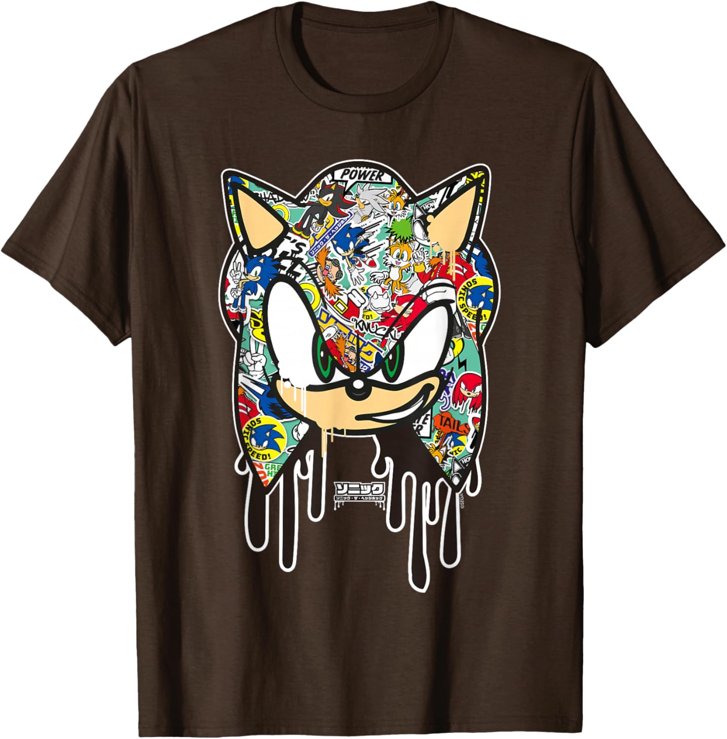 Sonic the Hedgehog Sticker T-Shirt for Fans of Cool Cartoon Style - 7