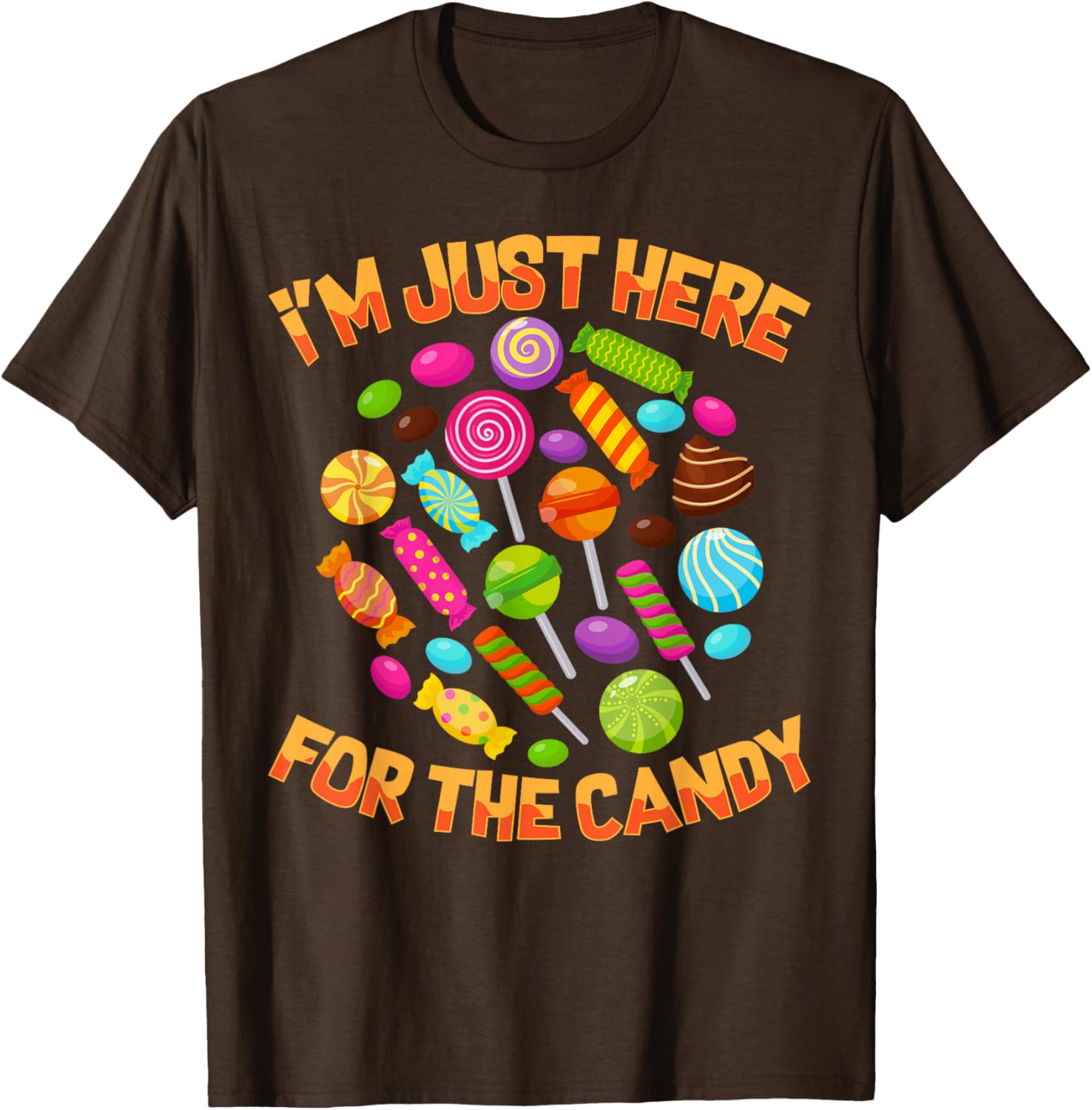 Funny I'm Just Here For The Candy Halloween Pun T-Shirt for Adults - 13