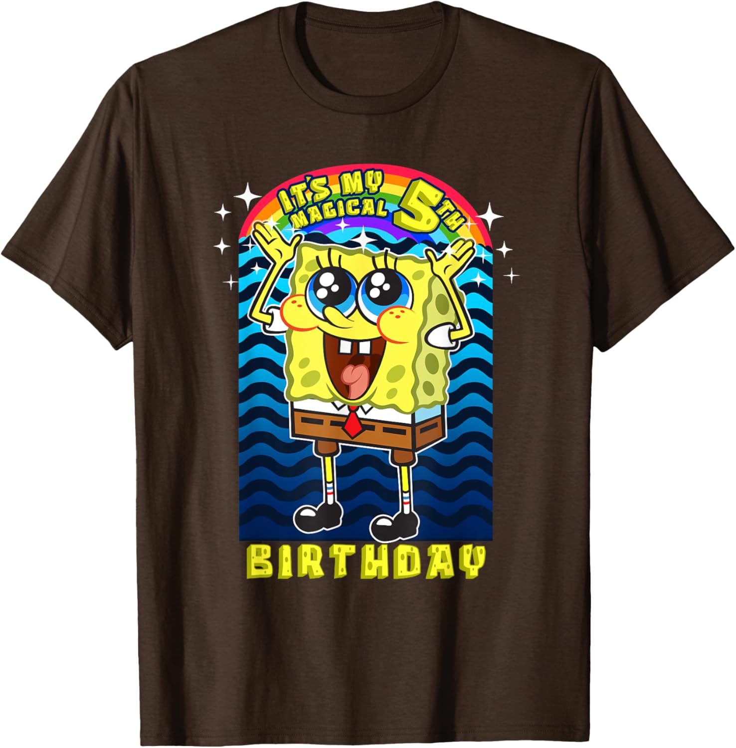 SpongeBob SquarePants Magical 5th Birthday Gift T-Shirt for Kids - 1