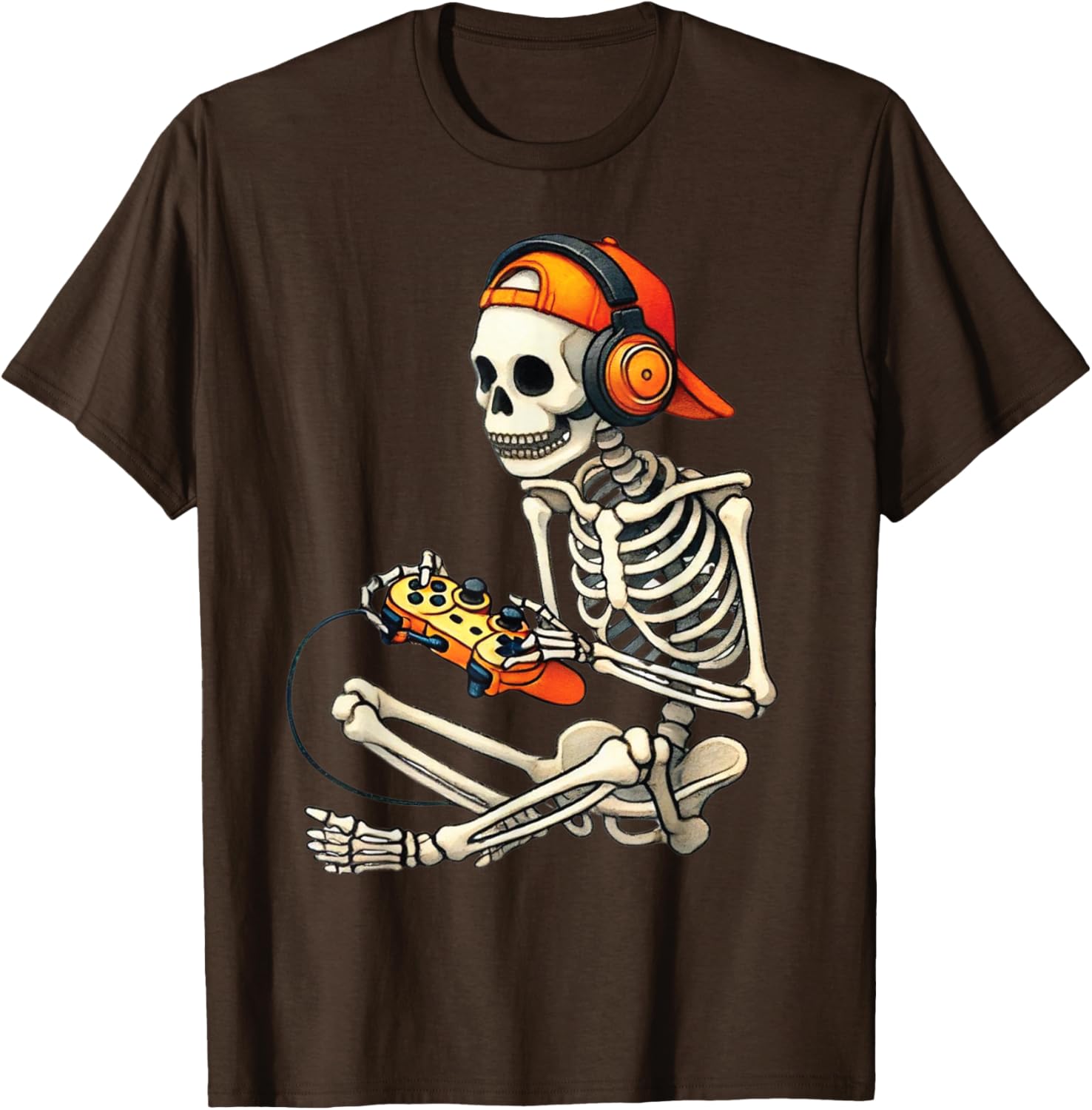 Cool Halloween Skeleton Gamer Tee for Boys and Men - Fun Graphic T-Shirt - 11