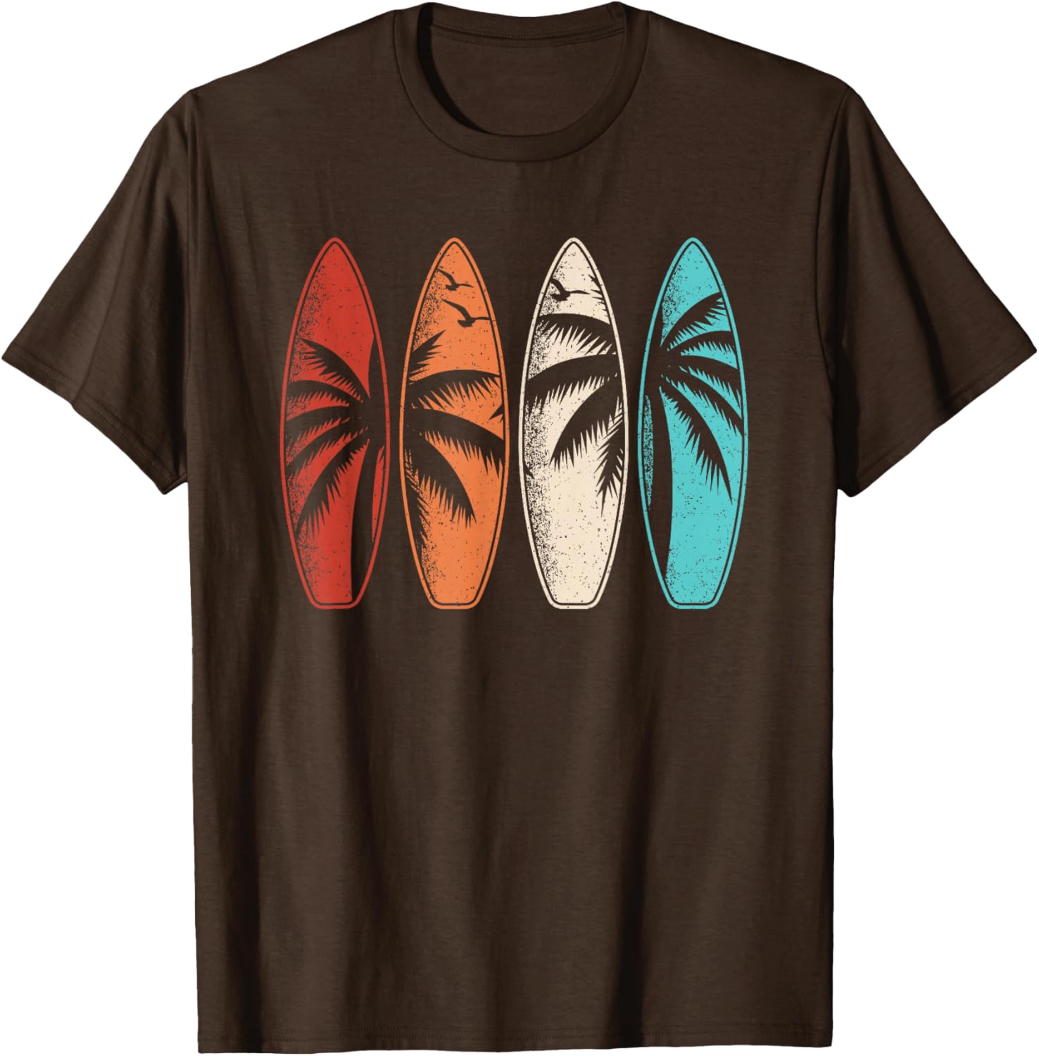 Tropical Hawaii Surfing Palm Tree Retro Surfboard T-Shirt Design - 13