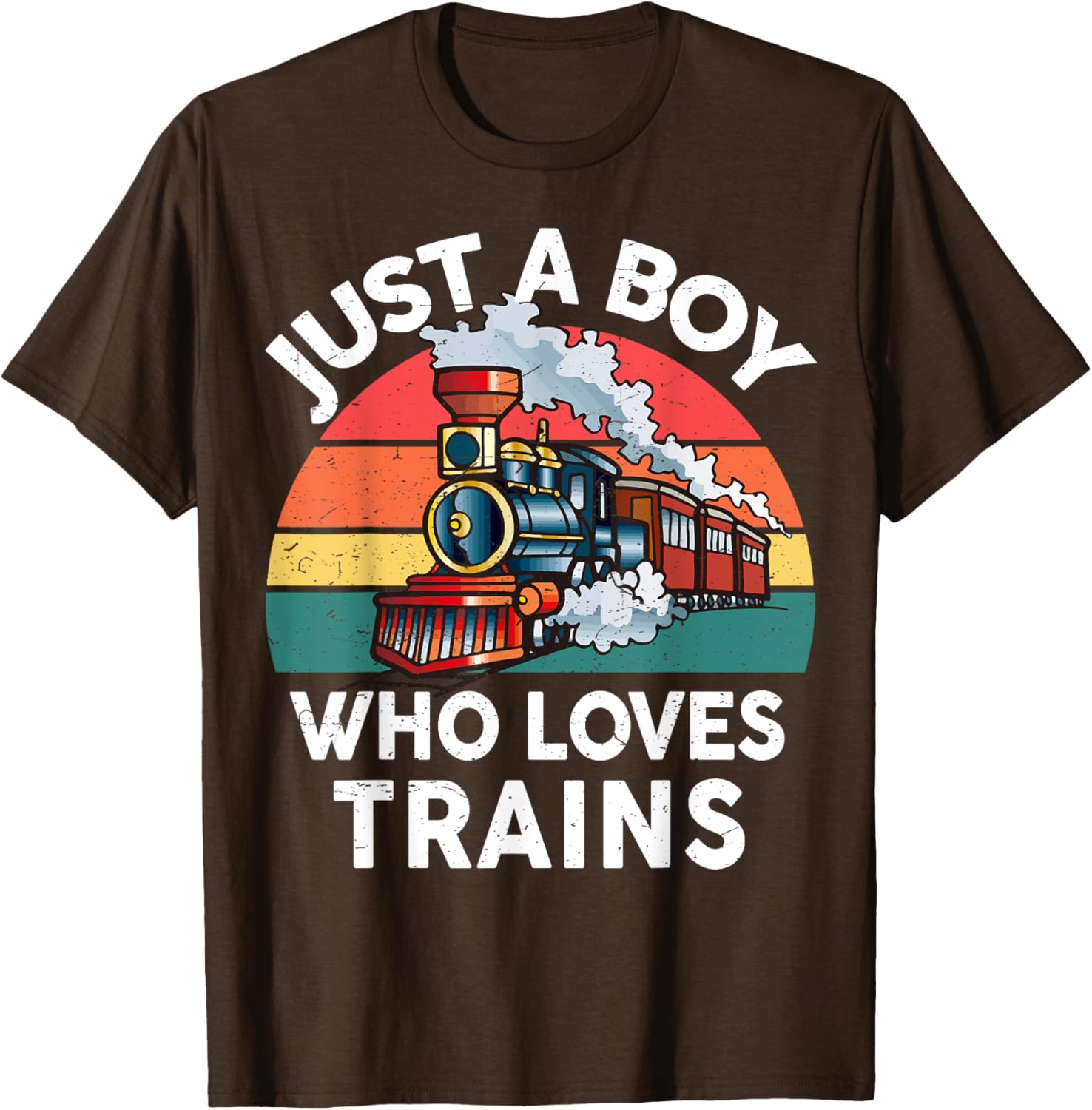 Funny Kids Train Lover T-Shirt Just A Boy Who Loves Trains Graphic Tee - 16