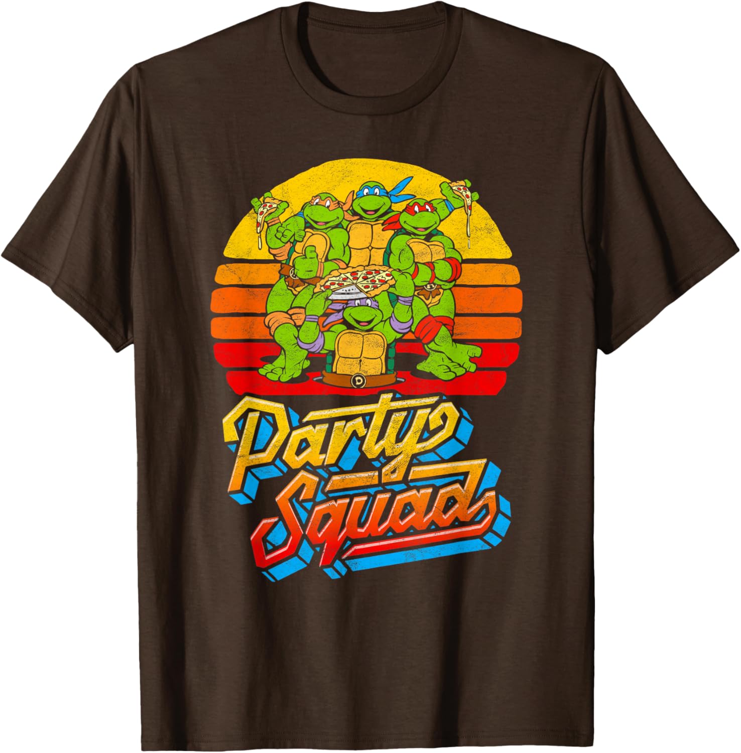 Mademark TMNT Vintage 80s Pizza Friends Distressed T-Shirt for Fans - 1