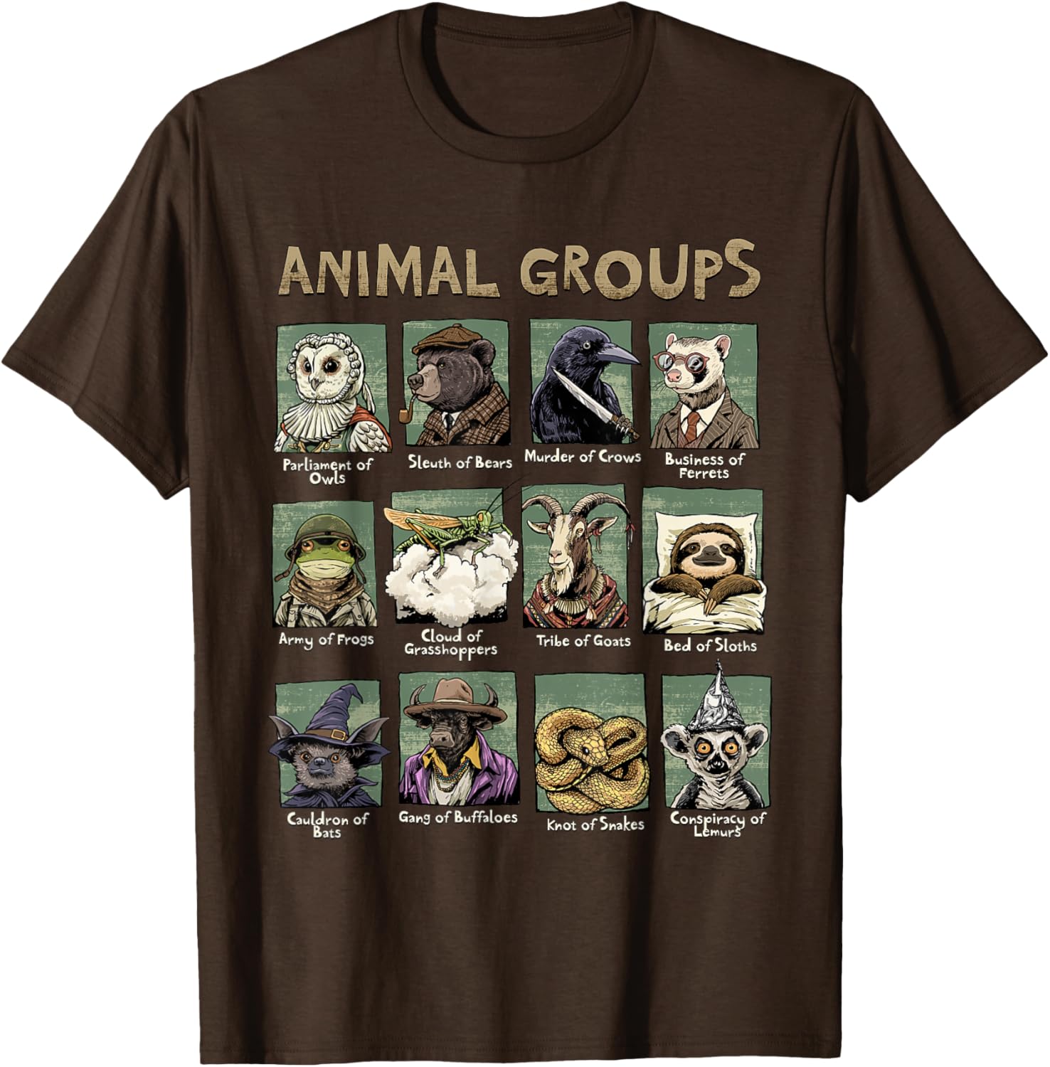 Animal Groups Unveiled T-Shirt - Fun Educational Wildlife Design - 8