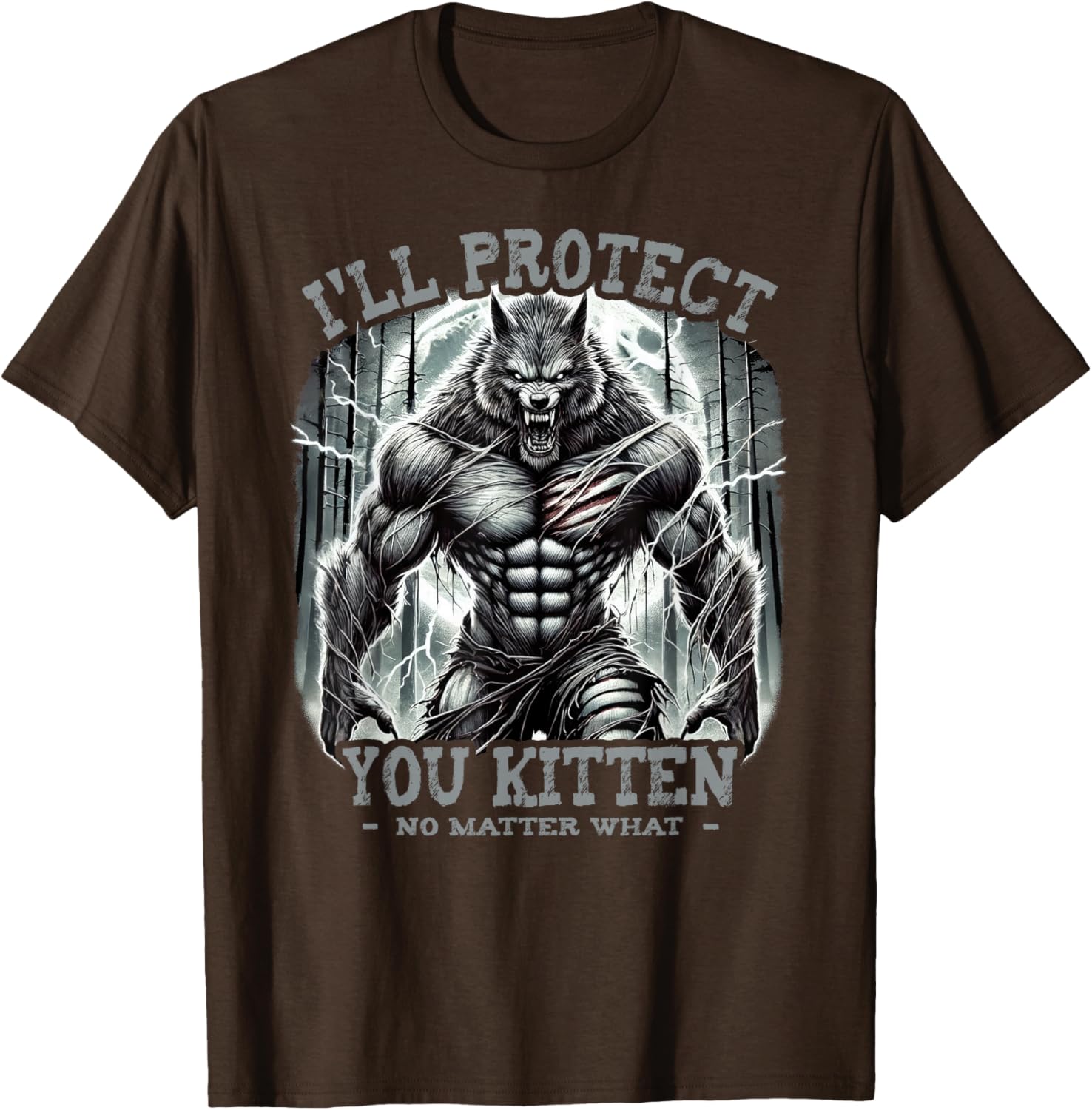 Funny Graphic Tee I'll Protect You Kitten Alpha Wolf T-Shirt for Pet Lovers - 19