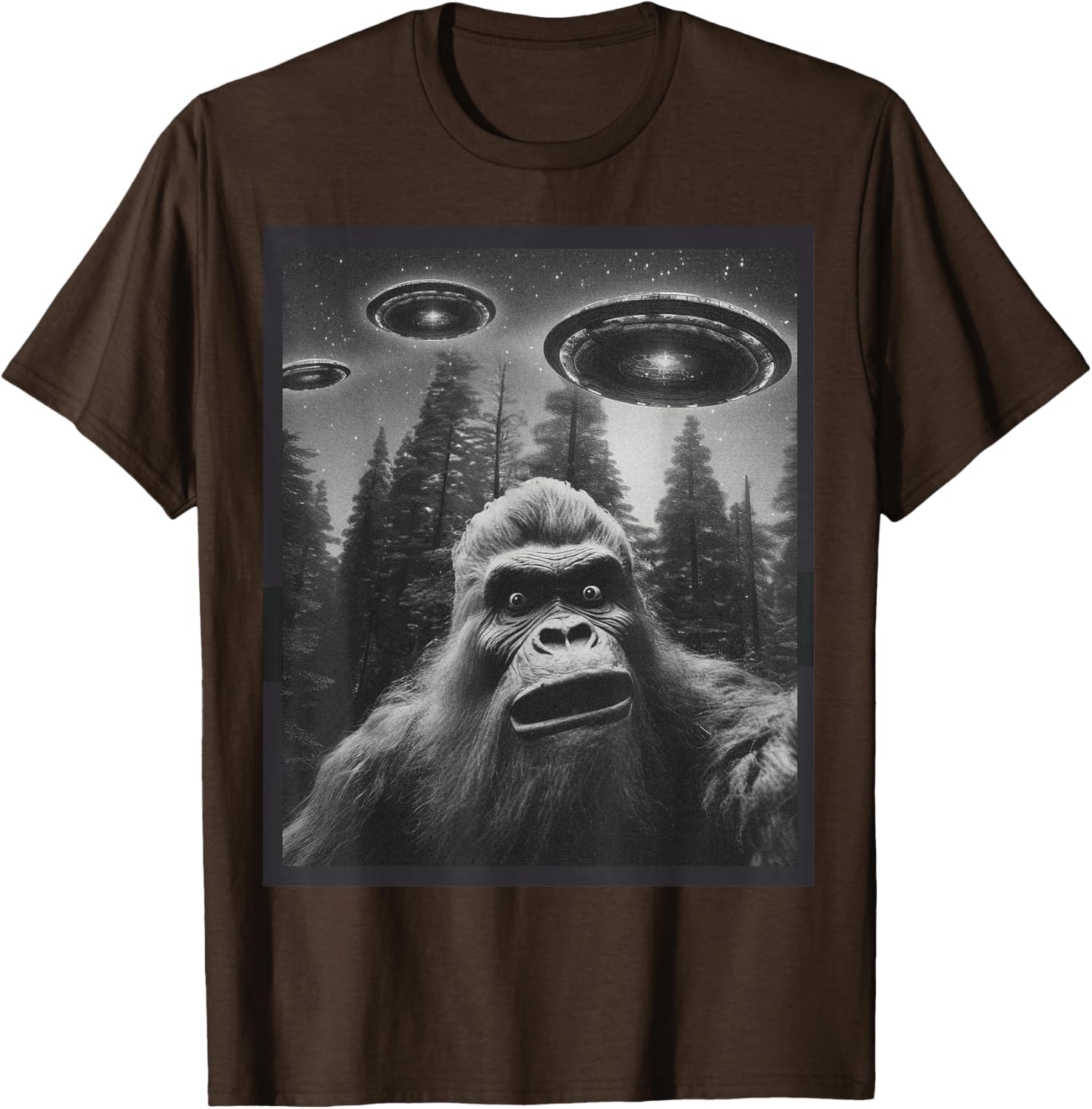 Funny Bigfoot Alien Cat Graphic Tee for Men and Women - Unique T-Shirt - 1
