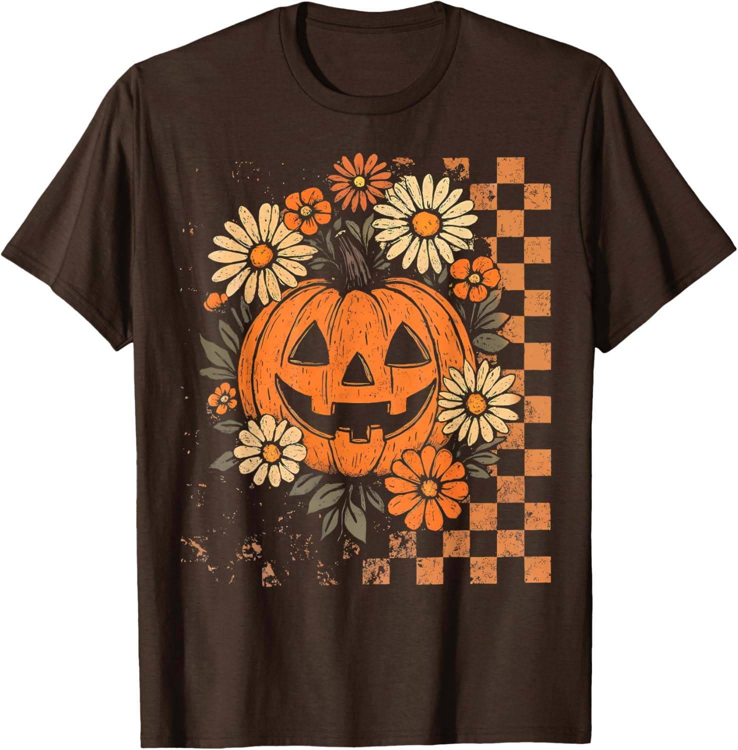Vintage Floral Boho Pumpkin Halloween T-Shirt for Fall Fun - 23