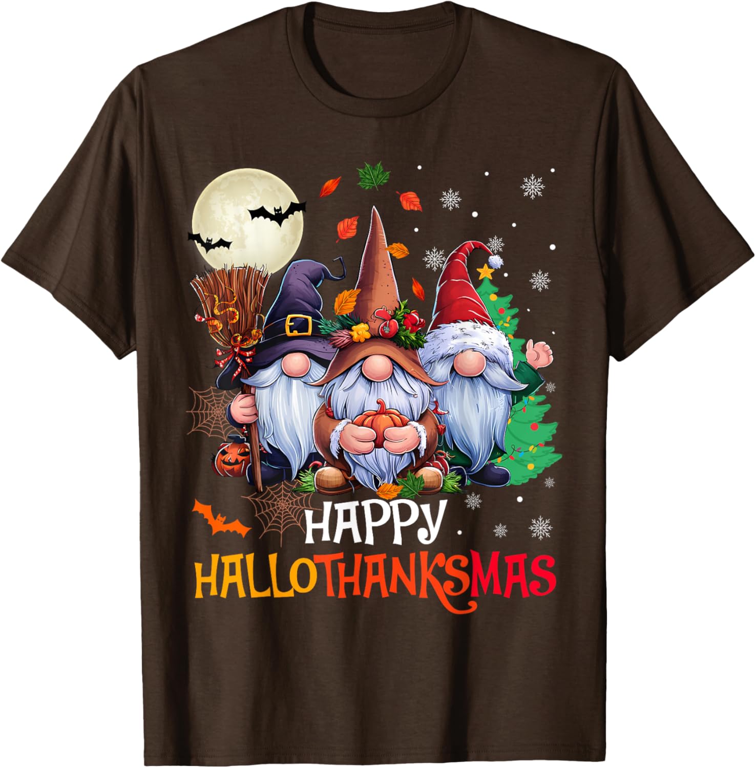Happy Hallothanksmas Gnomes Lover T-Shirt for Halloween and Christmas - 9