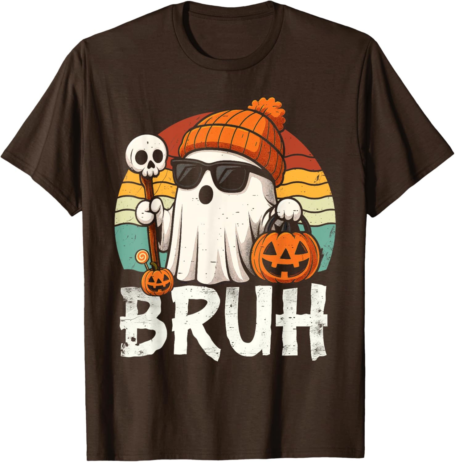 Cute Bruh Ghost Trick or Treat Kids T-Shirt for Halloween Fun - 10