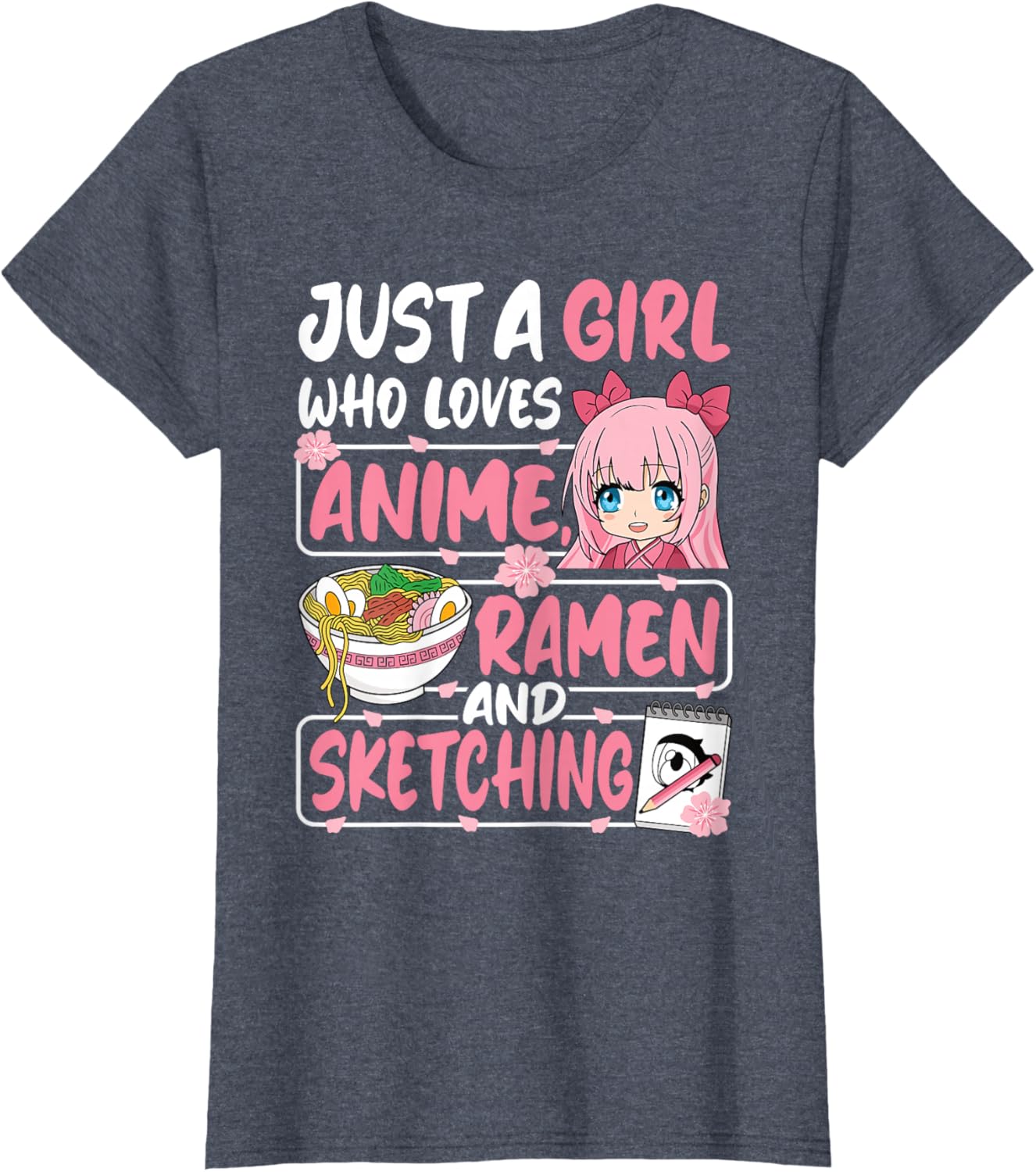 Cute Anime Ramen Sketching T-Shirt for Girls Who Love Japan Culture - 6