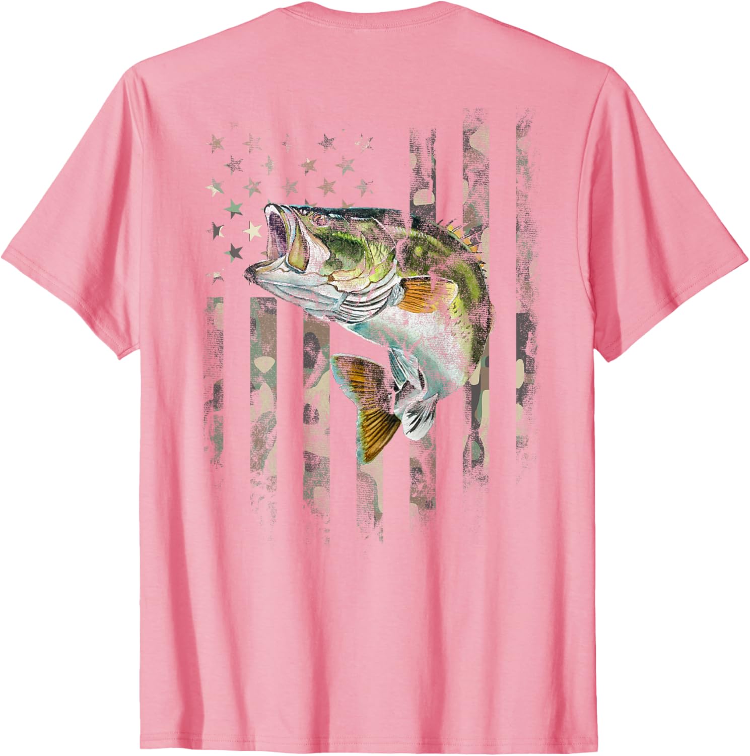 American Flag Camo Bass Fishing T-Shirt for Outdoor Enthusiasts - 15