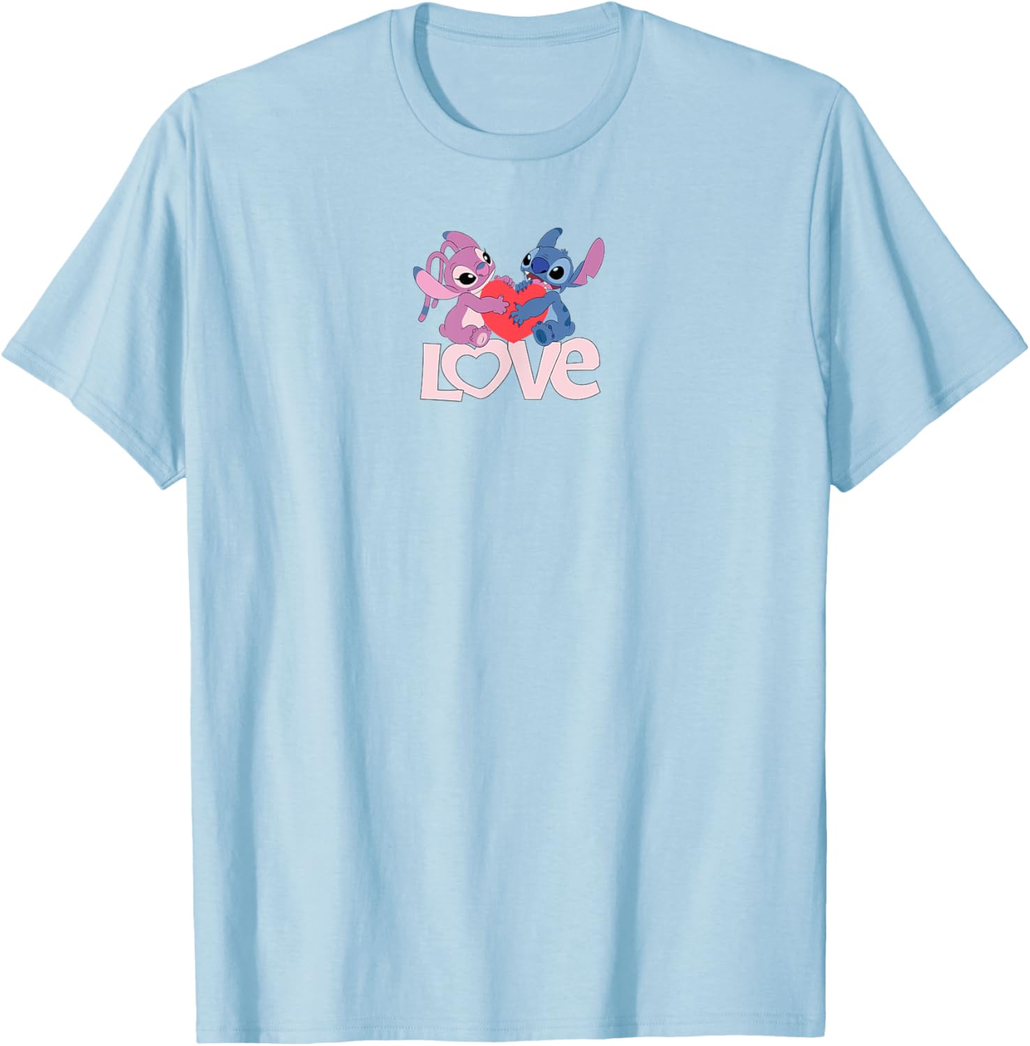 Cute Amazon Essentials Stitch and Angel Love Valentine's Day T-Shirt - 2