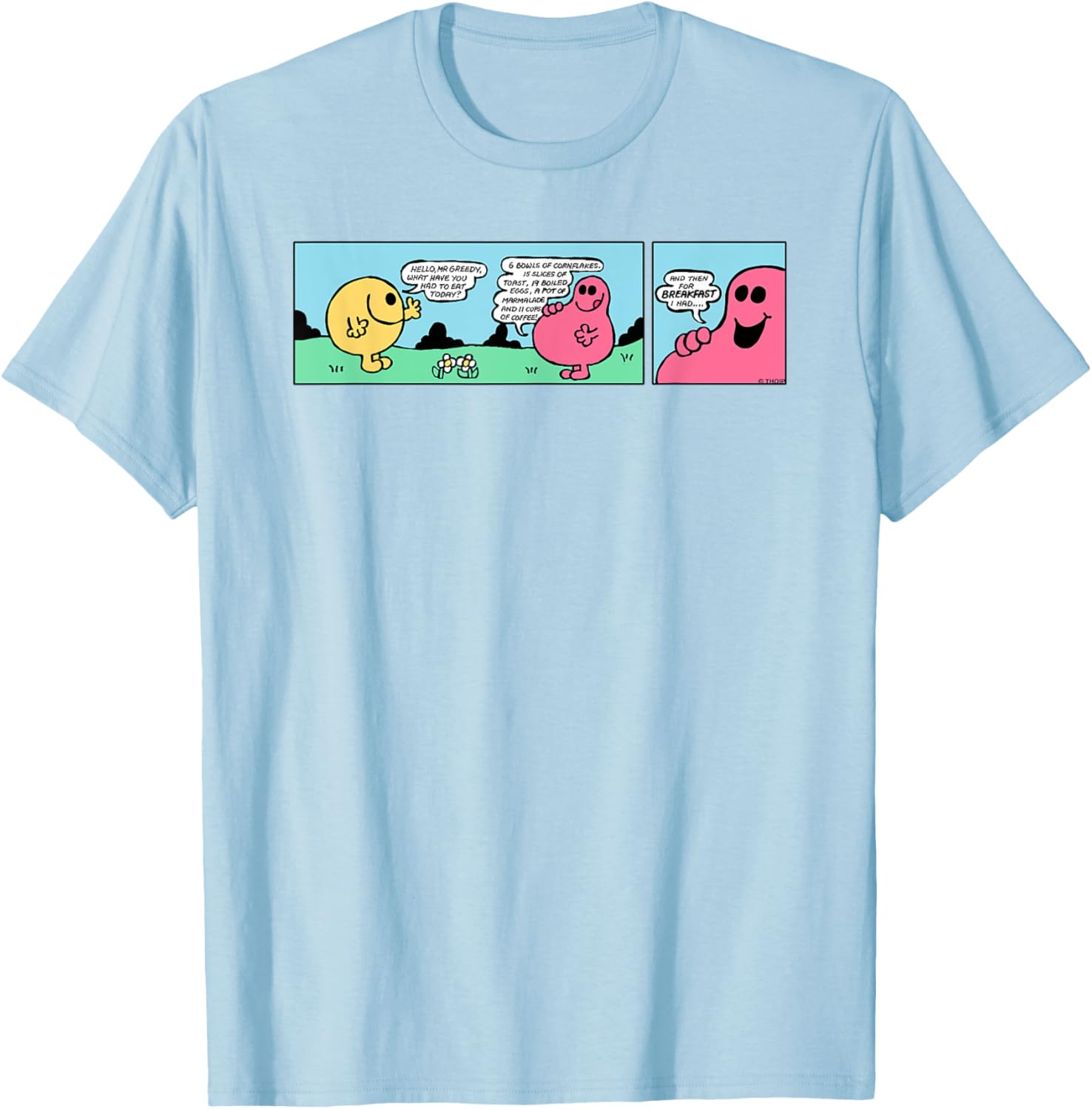 Mr Men Mr Greedy Retro Comic Book T-Shirt Colorful Fun Apparel - 4
