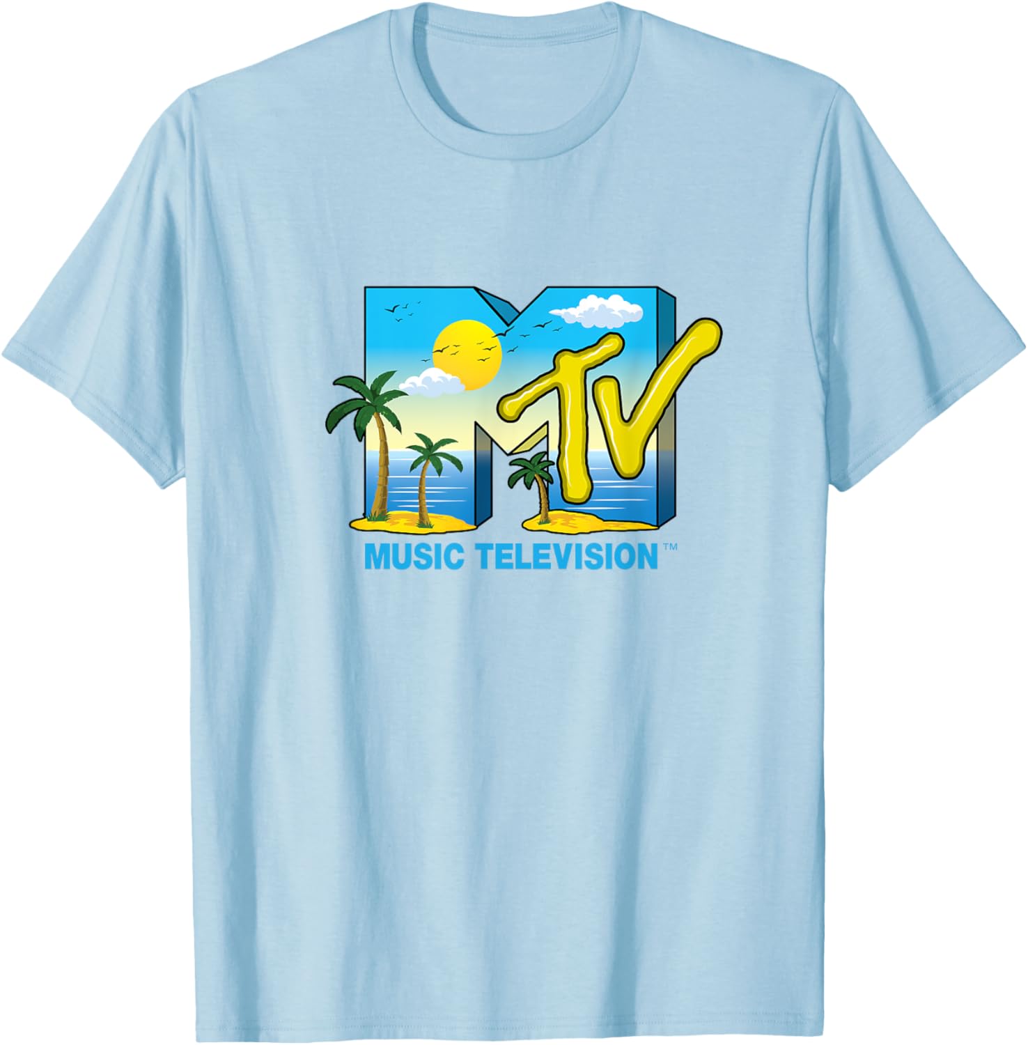 Mademark x MTV Official Logo T-Shirt with Palm Trees and Beach Vibes - 12