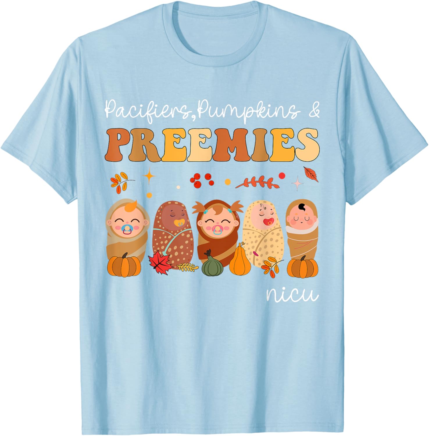 Cute Pumpkin Design NICU Nurse Halloween T-Shirt for Preemies and Caregivers - 16