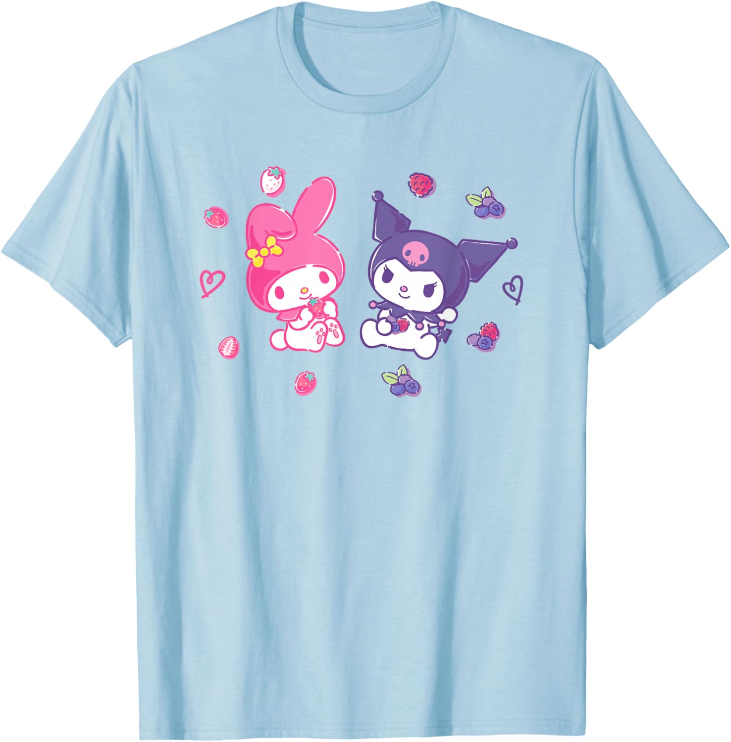 Sanrio Kuromi and My Melody Berry T-Shirt for Kids, Small Black Design - 19