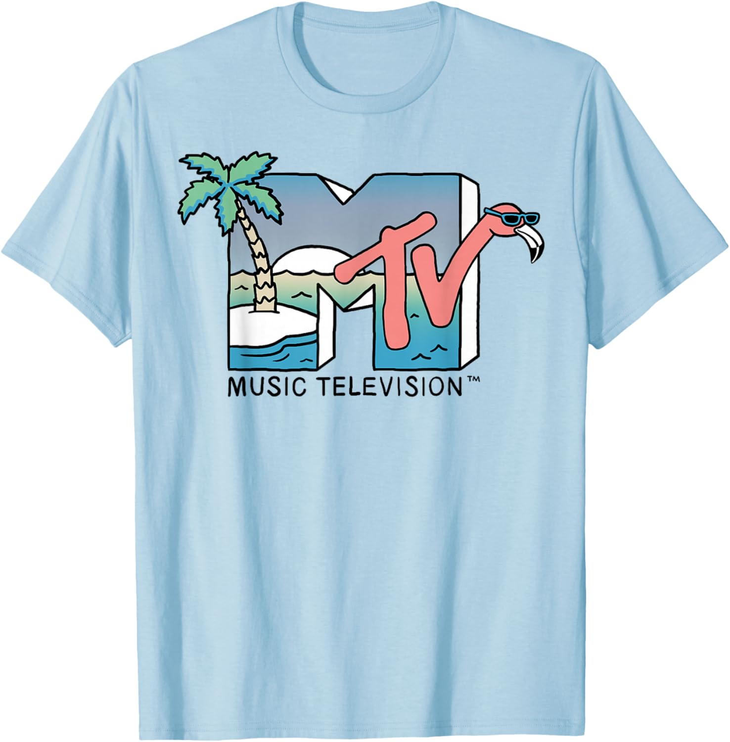 Vintage MTV Beach Island Flamingo Graphic T-Shirt for Casual Style - 5