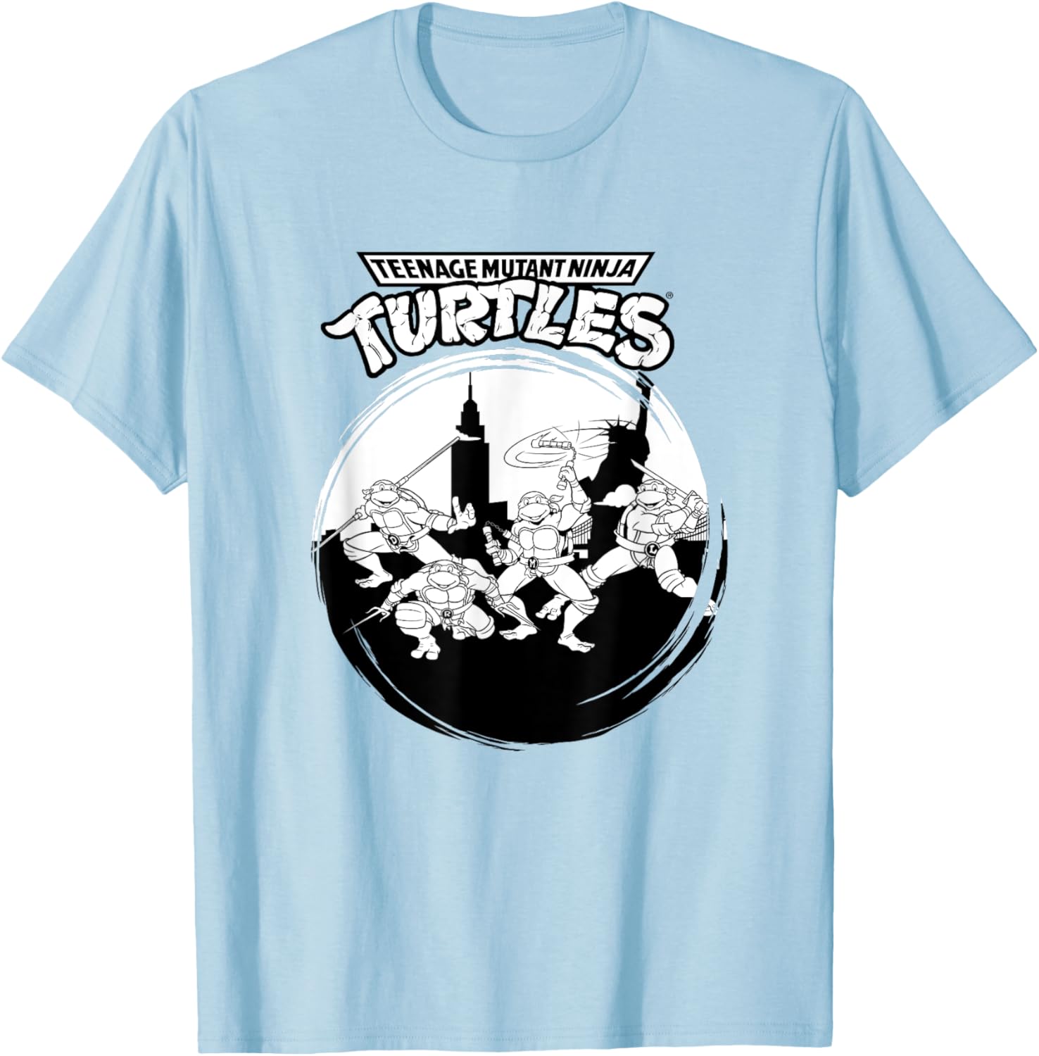 Mademark Teenage Mutant Ninja Turtles Black and White New York T-Shirt - 8