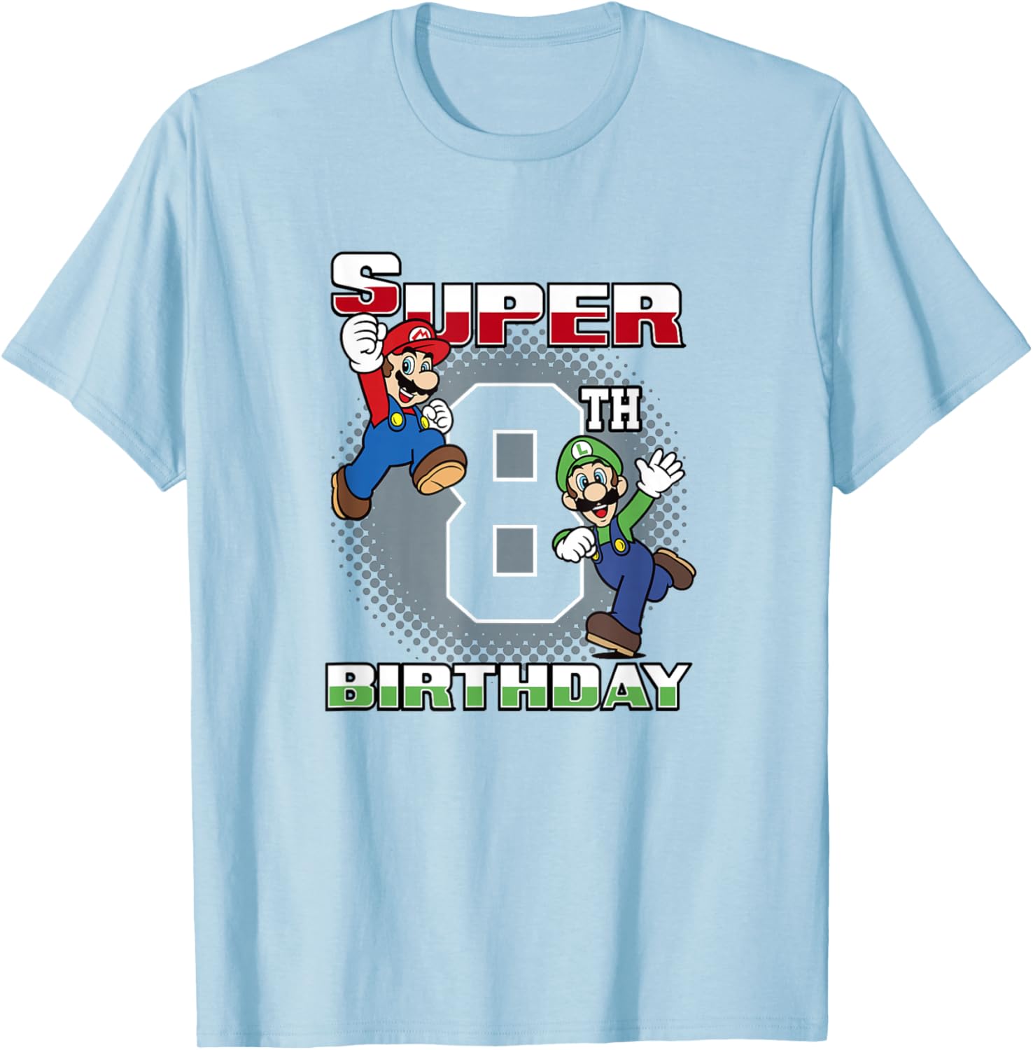 Super Mario Bros Birthday T-Shirt for 8th Birthday Fun with Mario & Luigi - 10