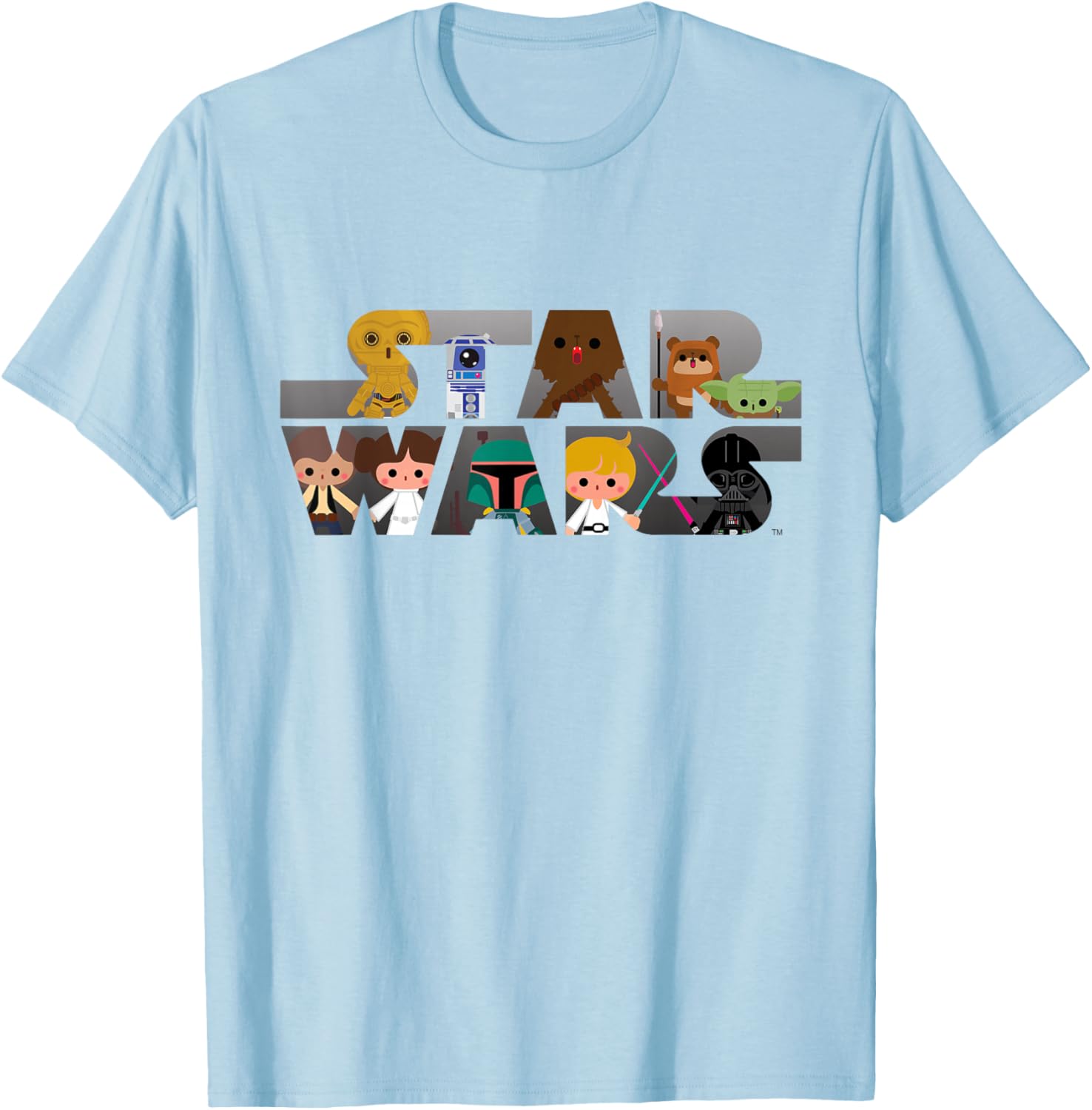Kawaii Star Wars Multi-Character T-Shirt for Fans of All Ages - 17