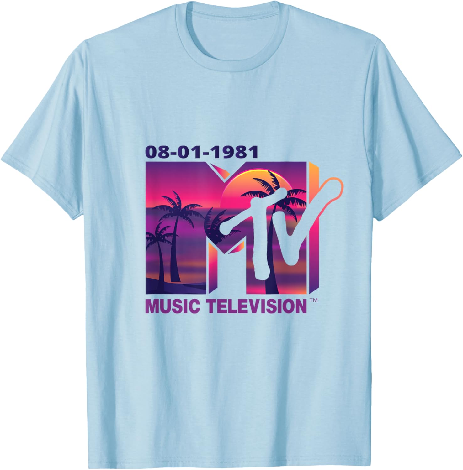 Mademark x MTV 1981 Logo T-Shirt with Purple Palms in Sunset Design - 10