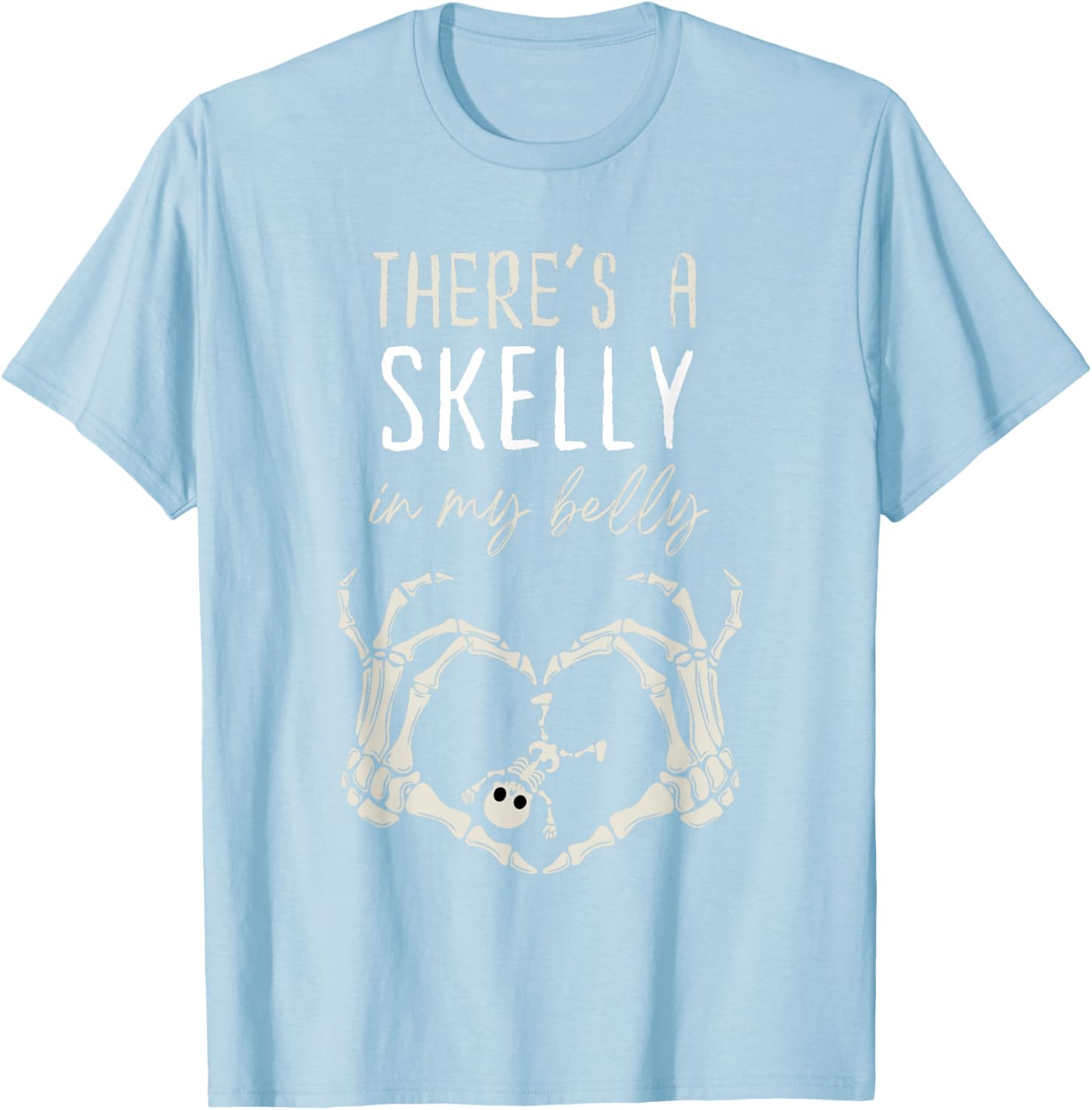 Funny Skeleton Skelly in My Belly Pregnant Halloween T-Shirt for Moms - 13