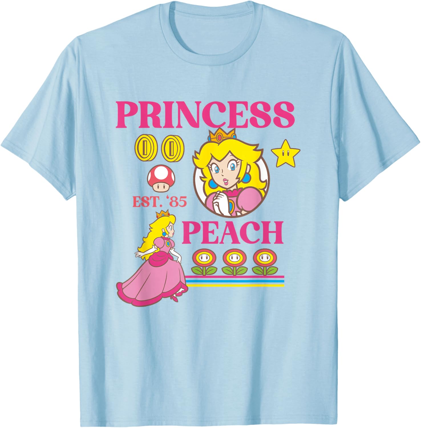 Super Mario Fire Flower Princess Peach Power Up T-Shirt for Gamers - 8