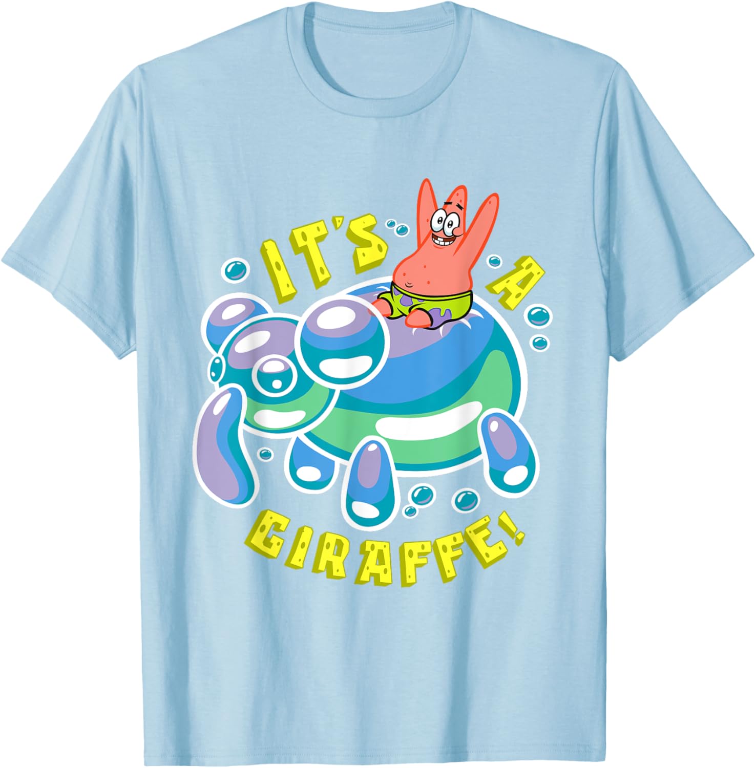 Mademark SpongeBob Patrick Star Riding Balloon Giraffe T-Shirt - 1