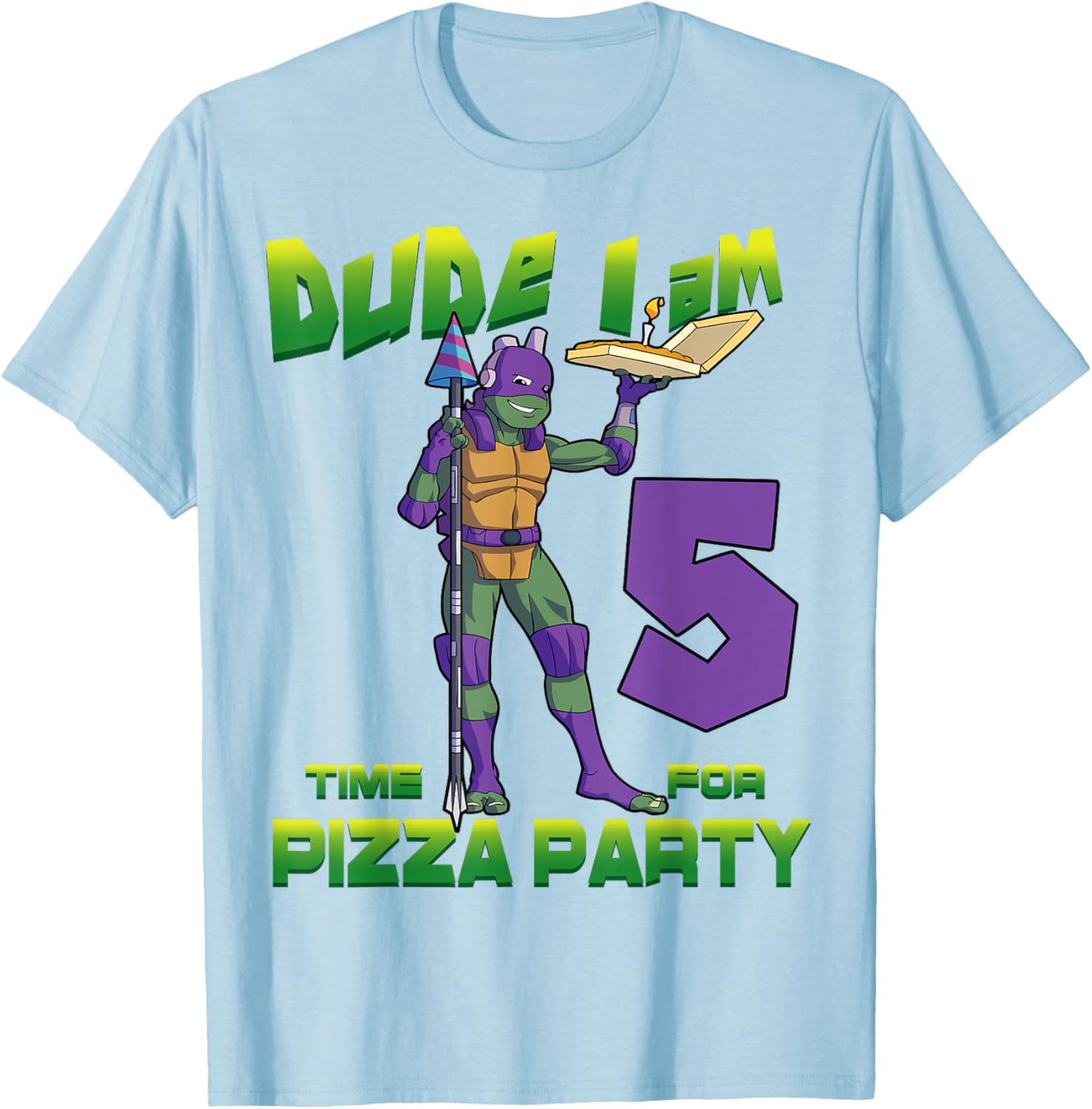 Mademark x TMNT Donnie Pizza Birthday T-Shirt for 5 Year Olds - 9