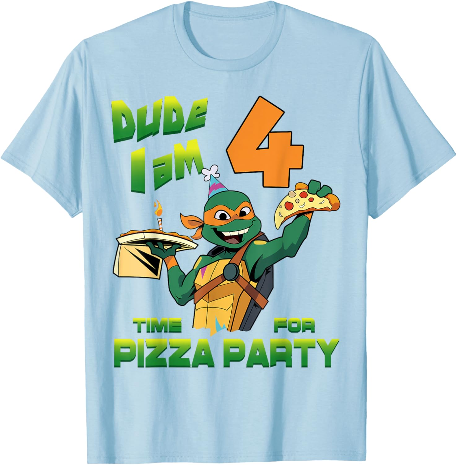Mademark Teenage Mutant Ninja Turtles Mikey Pizza 4th Birthday T-Shirt - 11