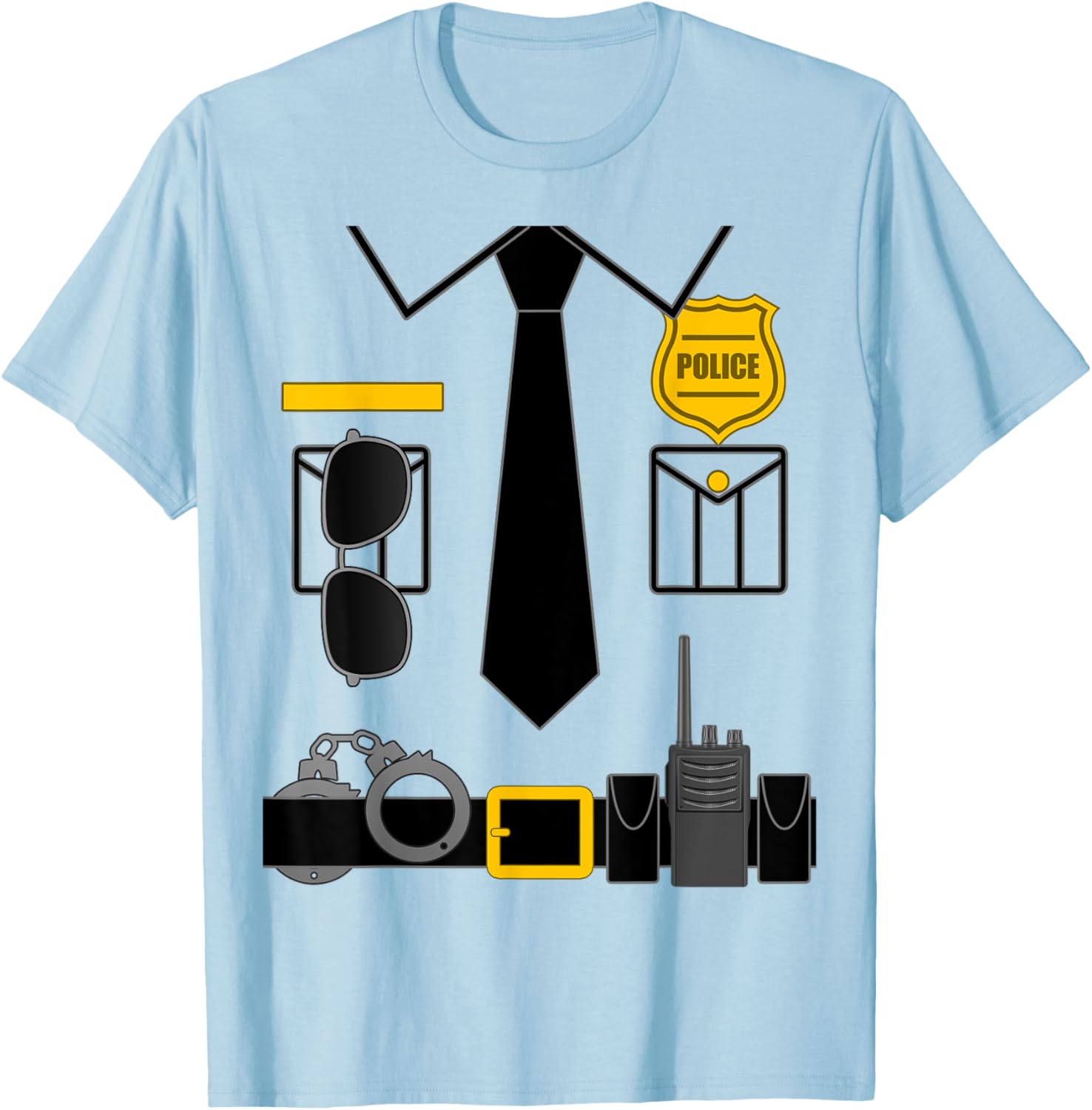 Police Costume T-Shirt for Kids and Adults, Perfect Halloween Outfit - 1