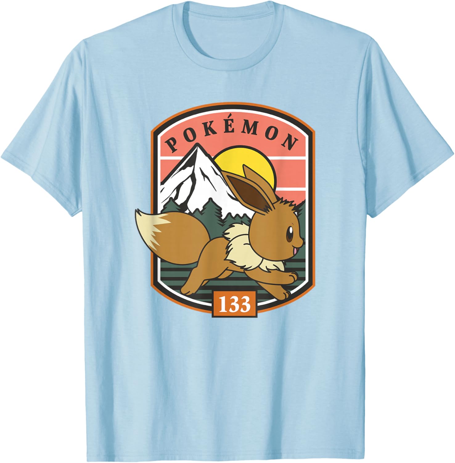Eevee Outdoor Adventure T-Shirt for Pokémon Fans - Forest Park Badge Design - 14