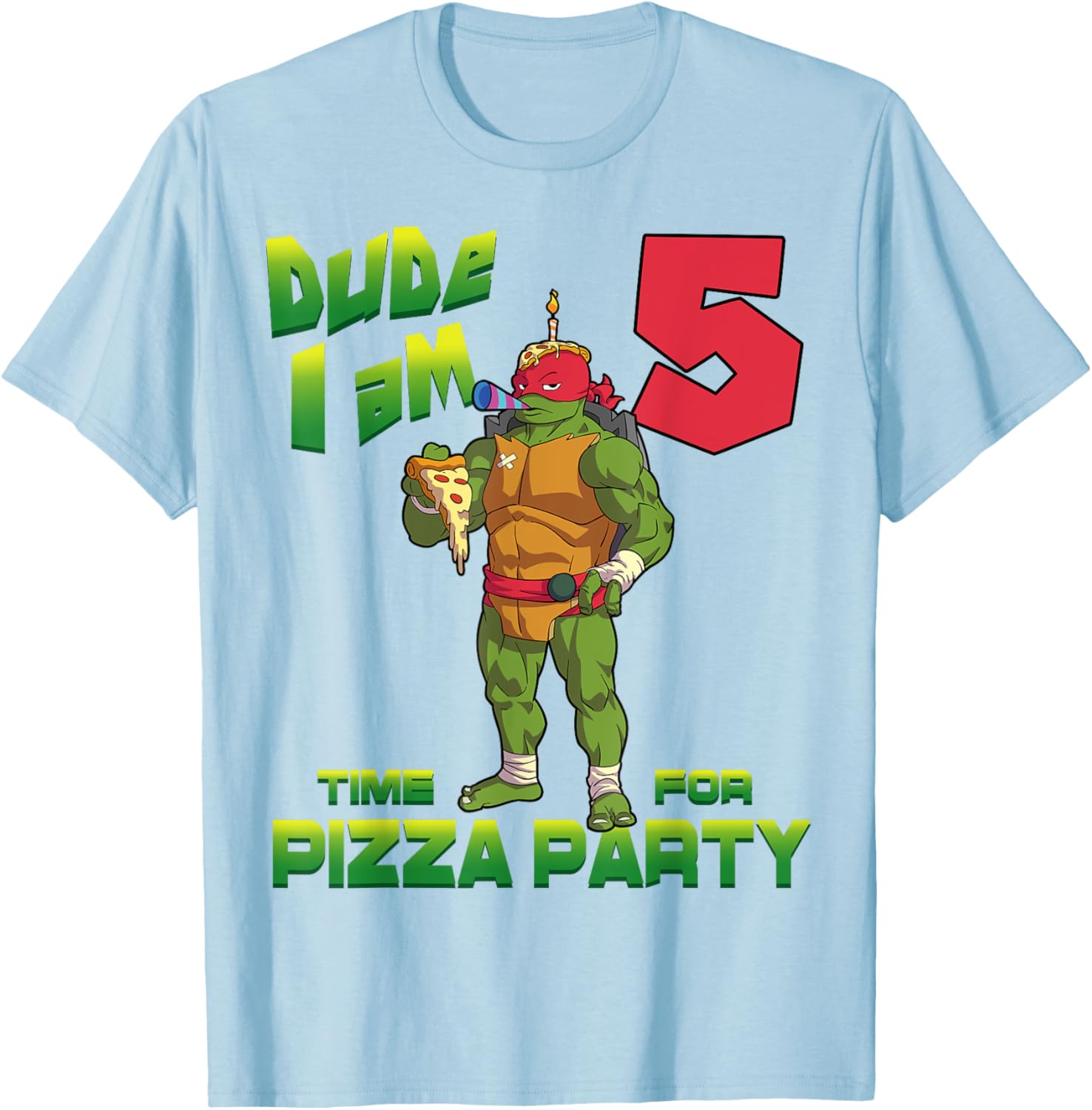 TMNT Raphael Pizza Birthday T-Shirt for 5 Year Old Party Fun - 13