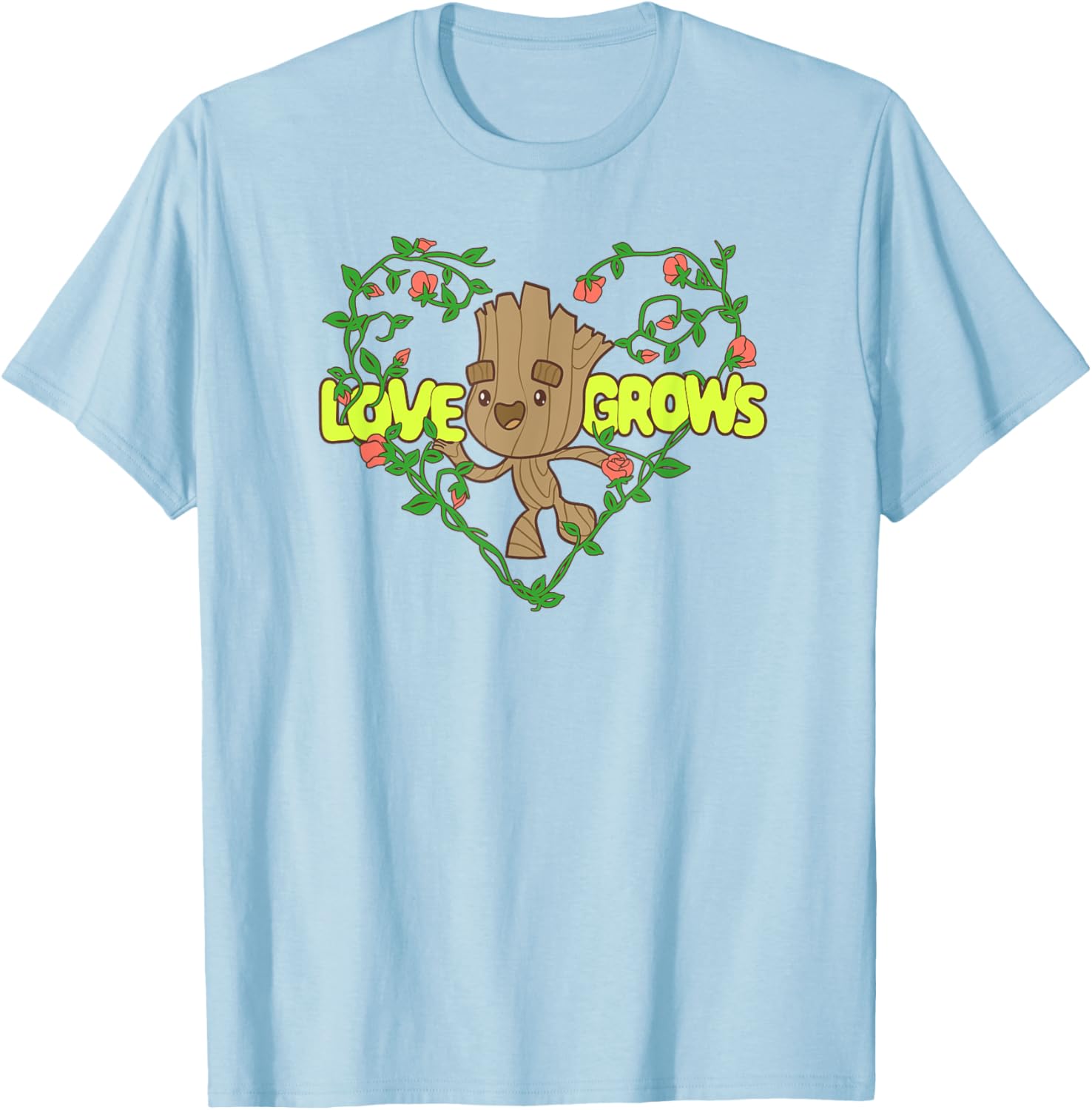 Groot Love Grows Valentine's Heart T-Shirt for Marvel Fans and Couples - 1